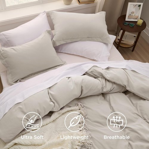 Bedsure Duvet Cover - Queen Size 3-Piece Extra Soft Bedding Set | 90x90 Inches with Zipper Closure & 2 Pillow Shams