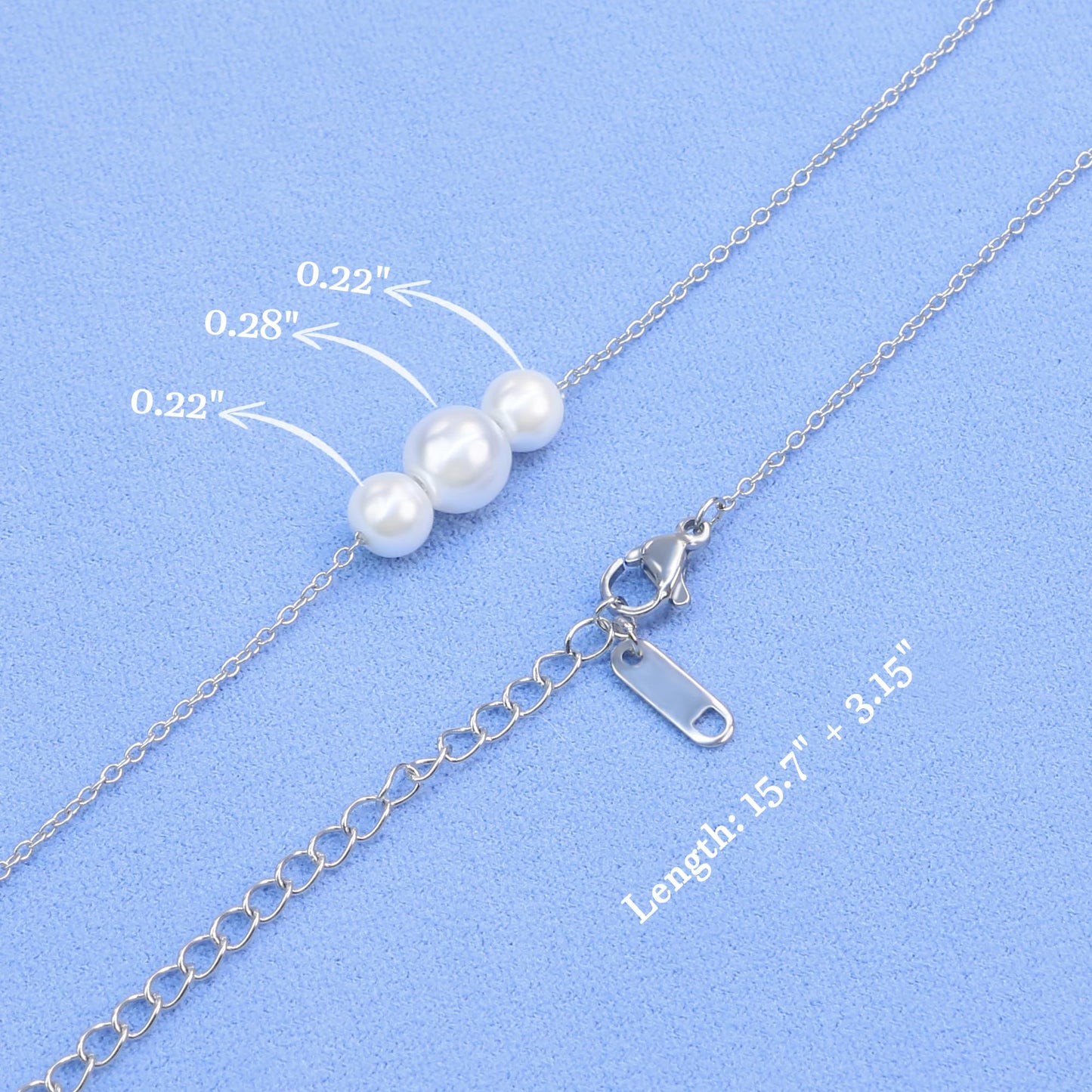 Trinckle Silver Pearl Necklace, Dainty Strands Pearl Pendant Necklace for Women, Silver Prom Jewelry Pearls Charm Necklace, Cute Necklaces for Teen Girls White Choker Necklace