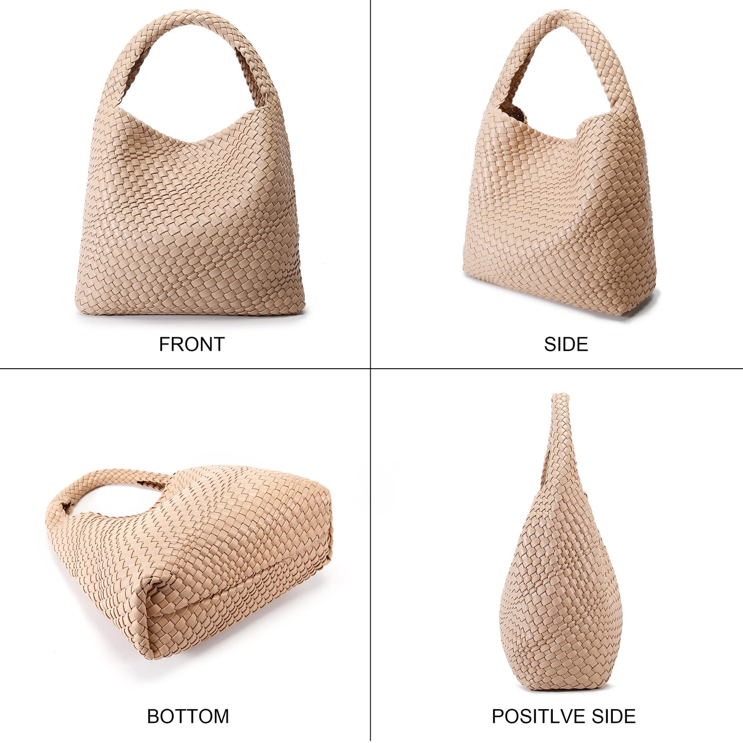 Queenoris Fashion Hobo Bags for Women Top-handle Shoulder Bag Vegan Leather Purses Soft Summer Tote Bag (Apricot, Medium)