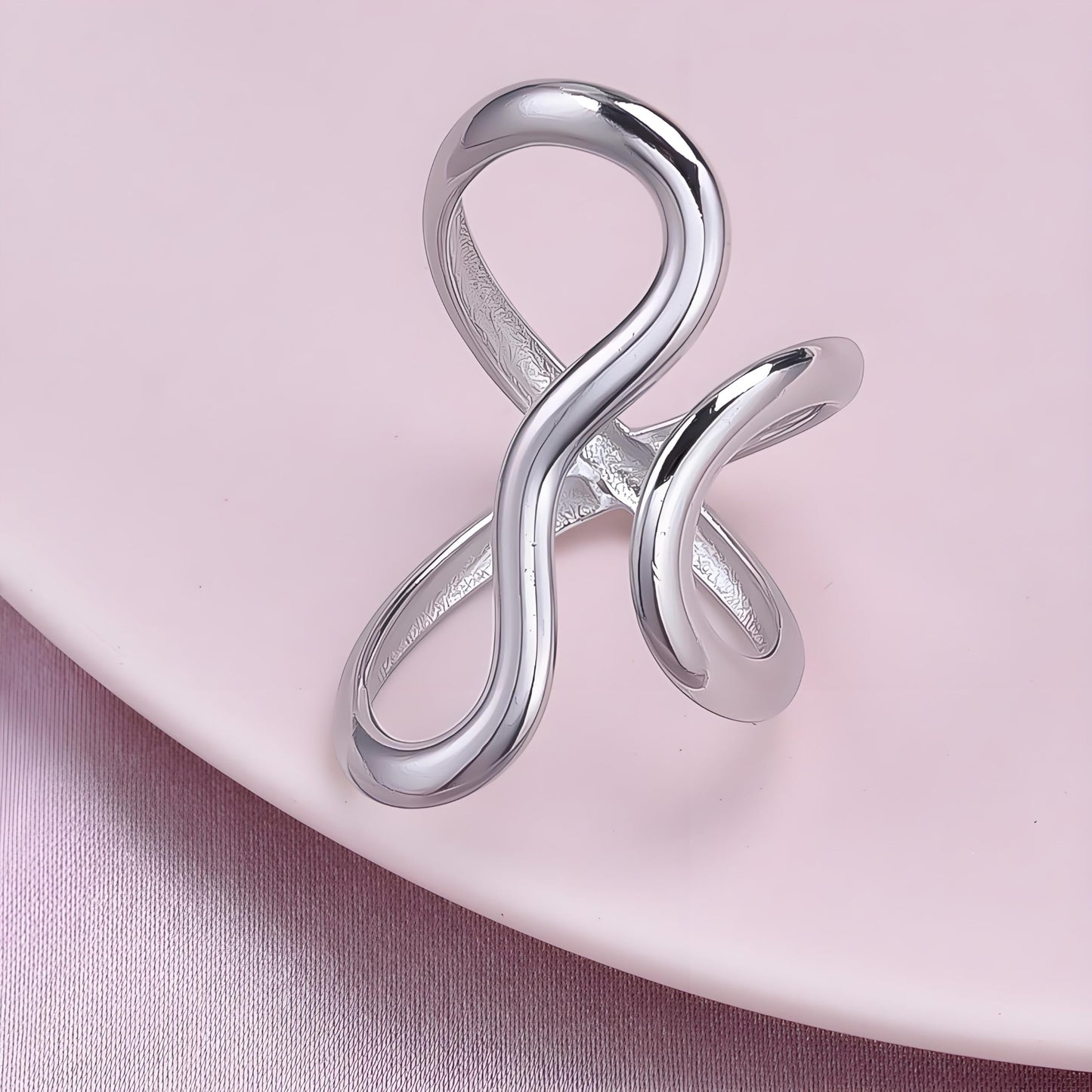 AIETUE Chunky Rings For Women, Gold Silver Thumb Ring Asymmetrical Wavy Curve Ring Adjustable Non Tarnish Dainty Stainless Steel New Year Anniversary Birthday Jewelry Gift (Wavy Silver 2Pcs)
