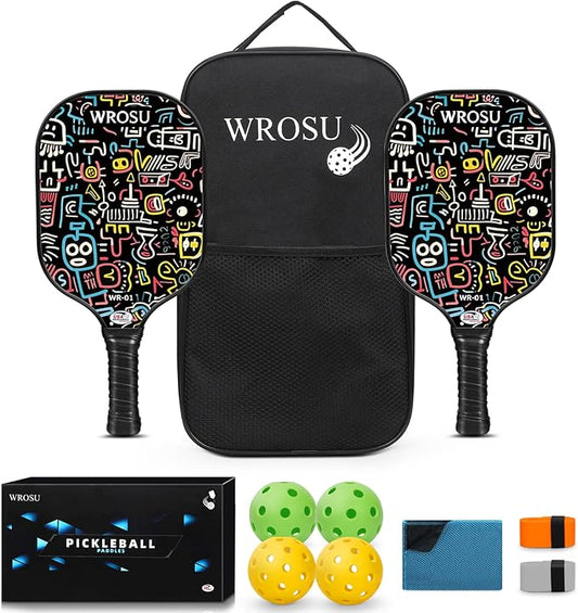 Carbon Fiber Pickleball Paddles Set of 4 or 2 Rackets,USAPA Approved Carbon Fiber Surface Pickle Ball Equipment Sets PP Honeycomb Core Pickleball Rackets & Accessories for Men,Women,Kids,Adults