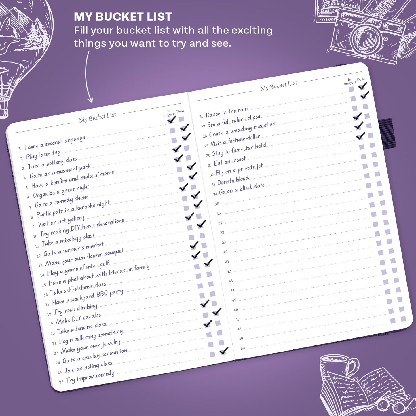 Legend Bucket List Journal – The Ultimate Notebook to Plan Adventures, Travels, Goals & Experiences – Bucketlist Book for Couples (Dark Purple)