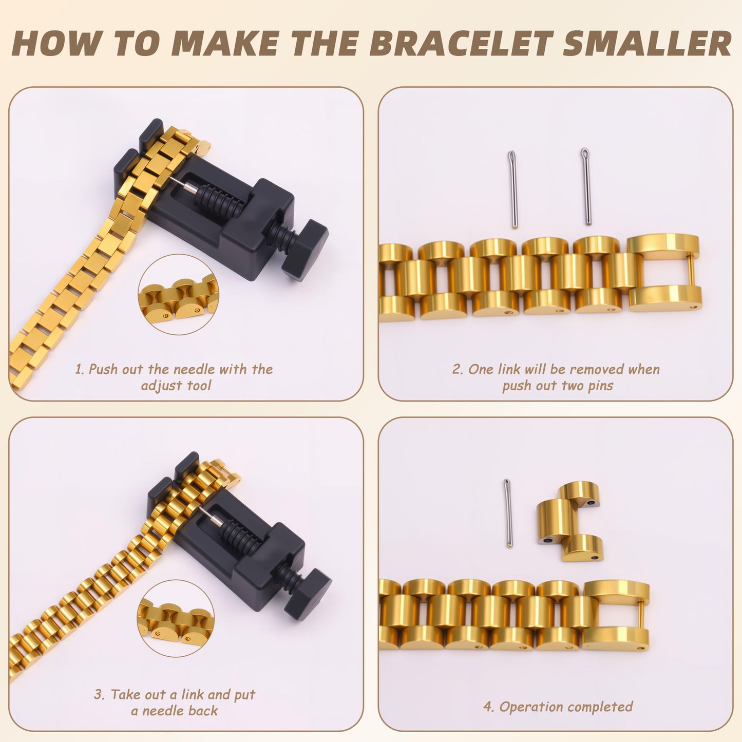 ISELBDR 2PCS 18K Gold Chain Link Bracelets for Women - Stackable Love & Friendship Theme Bangle Bracelet Set,Non-Tarnish Stainless Steel Jewelry with Adjustable Tool. (3pcs-Gold/Silver)