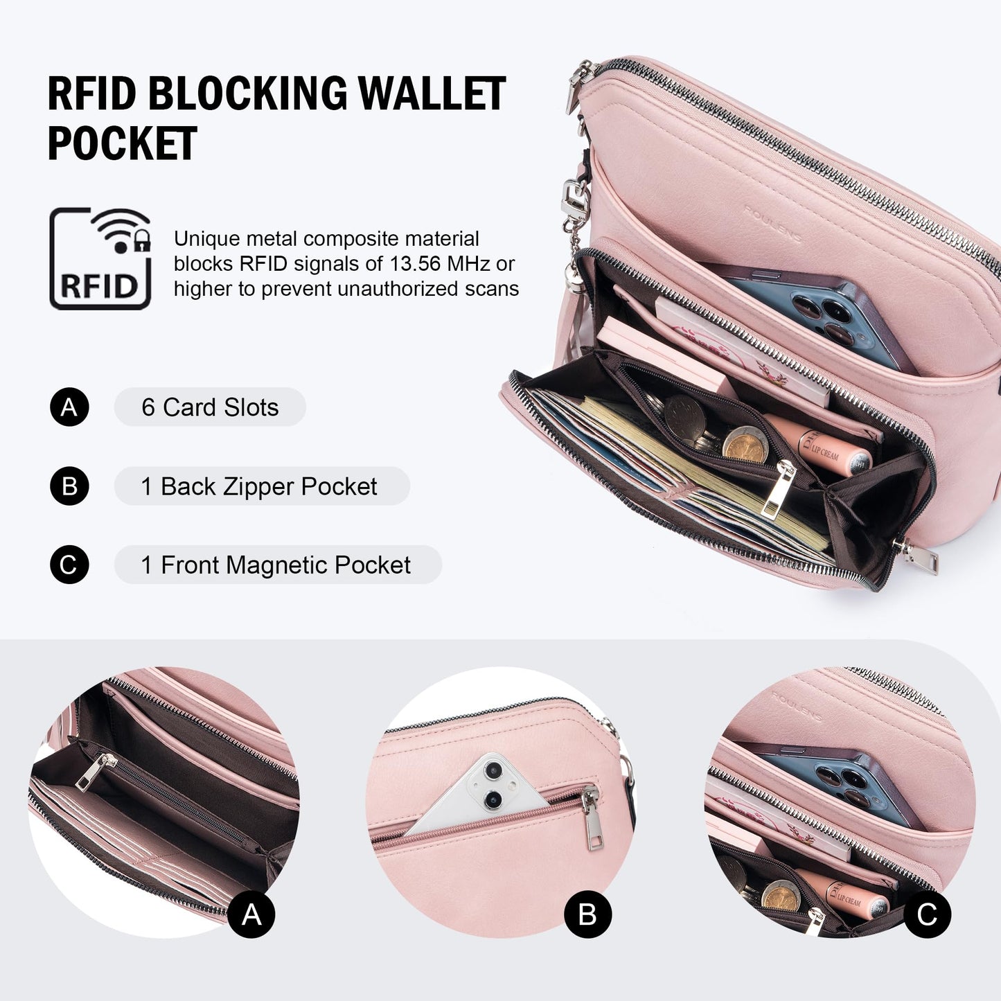 Roulens Crossbody Purse for Women,Lightweight Medium Crossbody Bag Soft Leather Women's Shoulder Handbags with Tassel