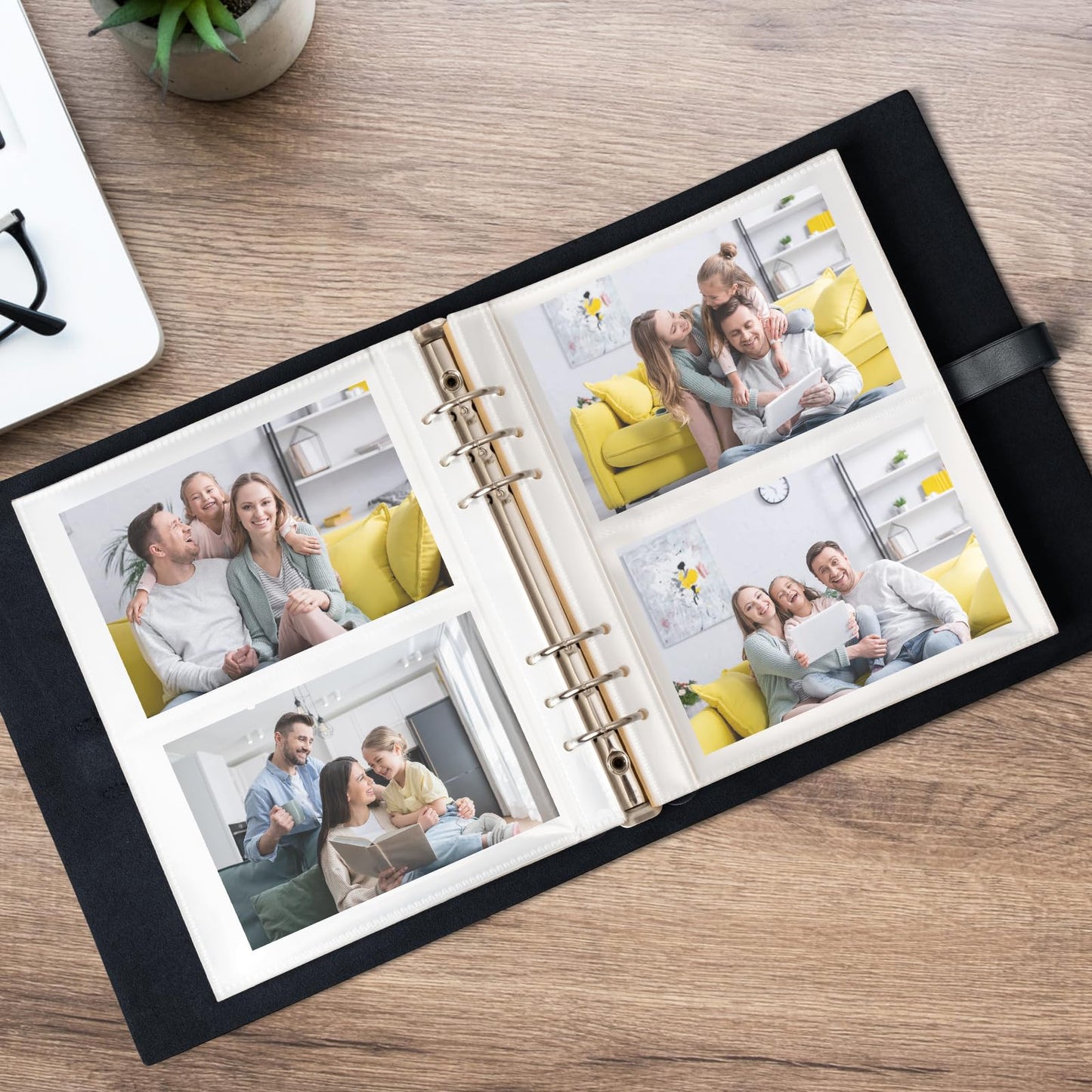 Photo Album 4x6 200 Photos,Genuine Leather Photo Albums with Writing Space with 30 Writing Paper, Travel Family Wedding Kids Graduation Ultrasound Baby Picture Album Scrapbook Photo Album（Love Tree）