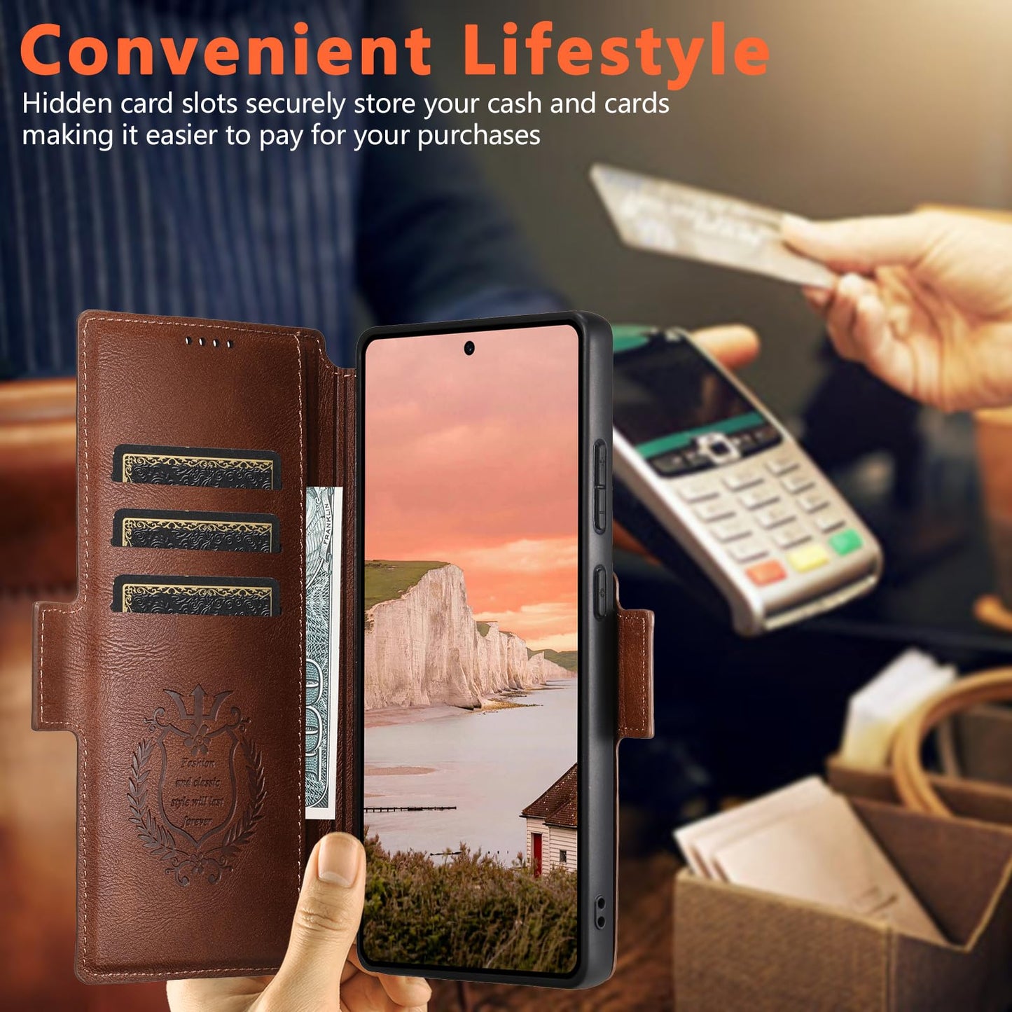 SINIANL for Samsung Galaxy S25 Ultra Leather Wallet Case Compatible with MagSafe Wireless Charging, Detachable Leather Cover with Card Slots Holder, Kickstand, Magnetic for Galaxy S25 Ultra Brown