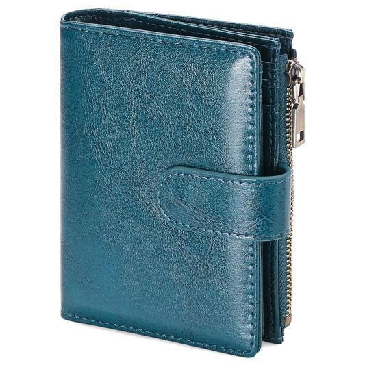 GAEKEAO Small Wallet Women Vegan Leather RFID Blocking Bifold Ladies Compact Card Holder with Zipper Pocket & ID Window