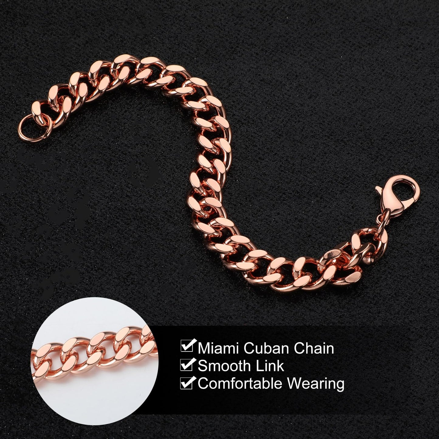 Tondiamo Copper Bracelet for Men Valentine Jewelry Gift 1 Unit Men's Solid Copper Link Pure Bracelets for Women Health Jewelry Gift