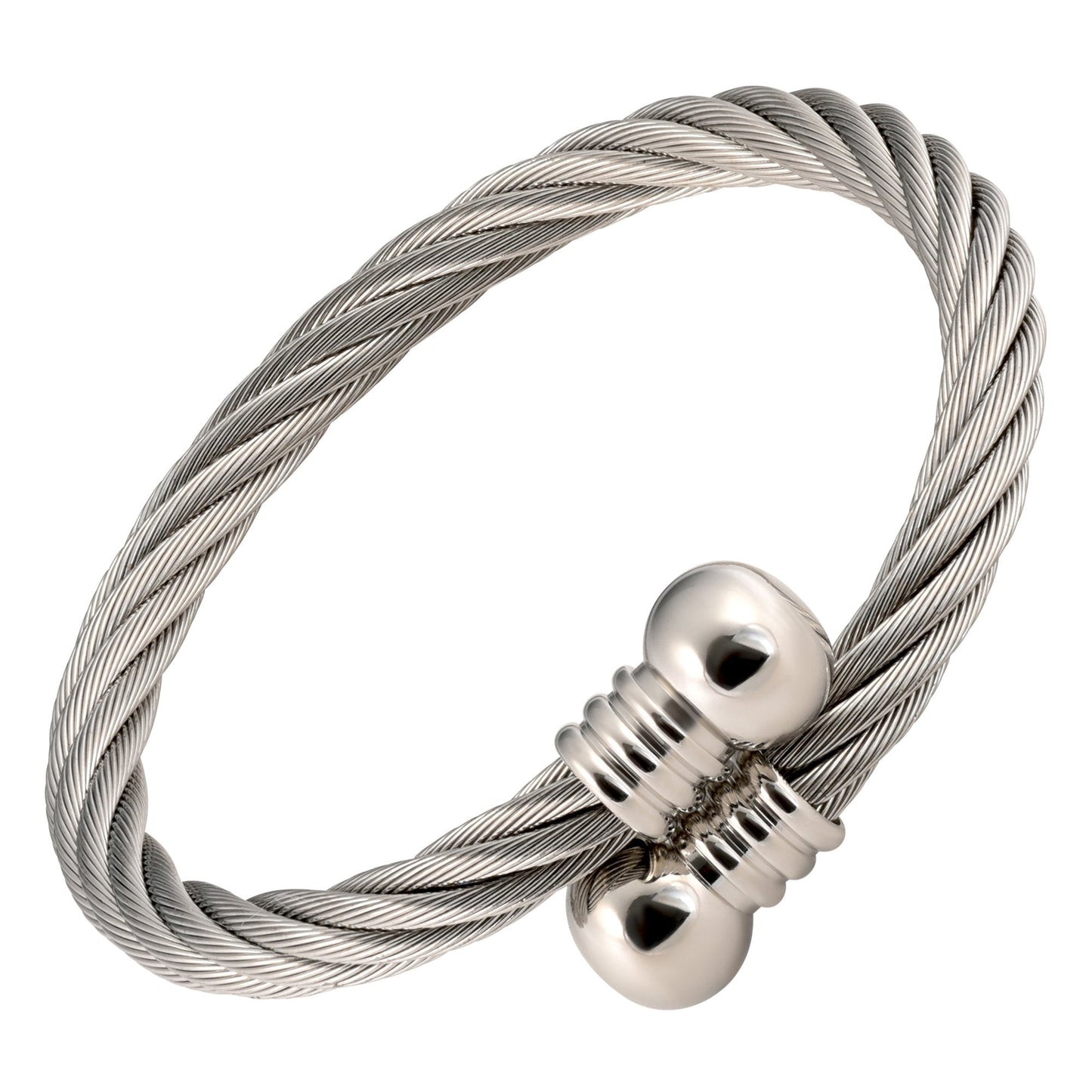 MAGNETJEWELRYSTORE Twisted Stainless Steel Magnetic Bracelet High Power Magnets, For Men and Women, Adjustable Bangle Door Knob