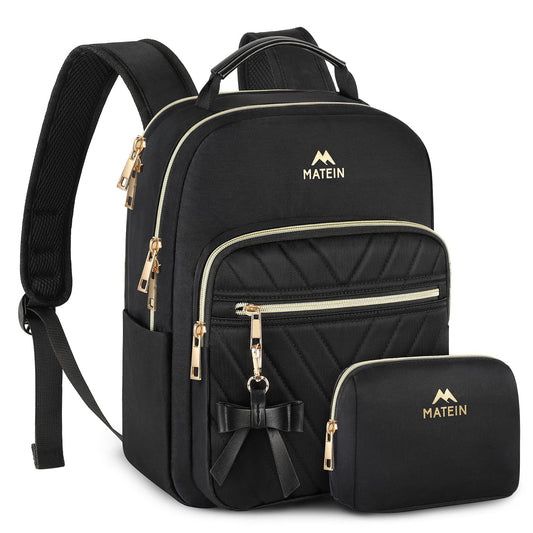 MATEIN Mini Backpack for Women, Waterproof Stylish Daypack Purse Shoulder Bag, Lightweight Small Casual Daily Travel Backpack Mochilas Para Mujer, Lady Girls Gifts for Work School, 2pcs Sets, Black