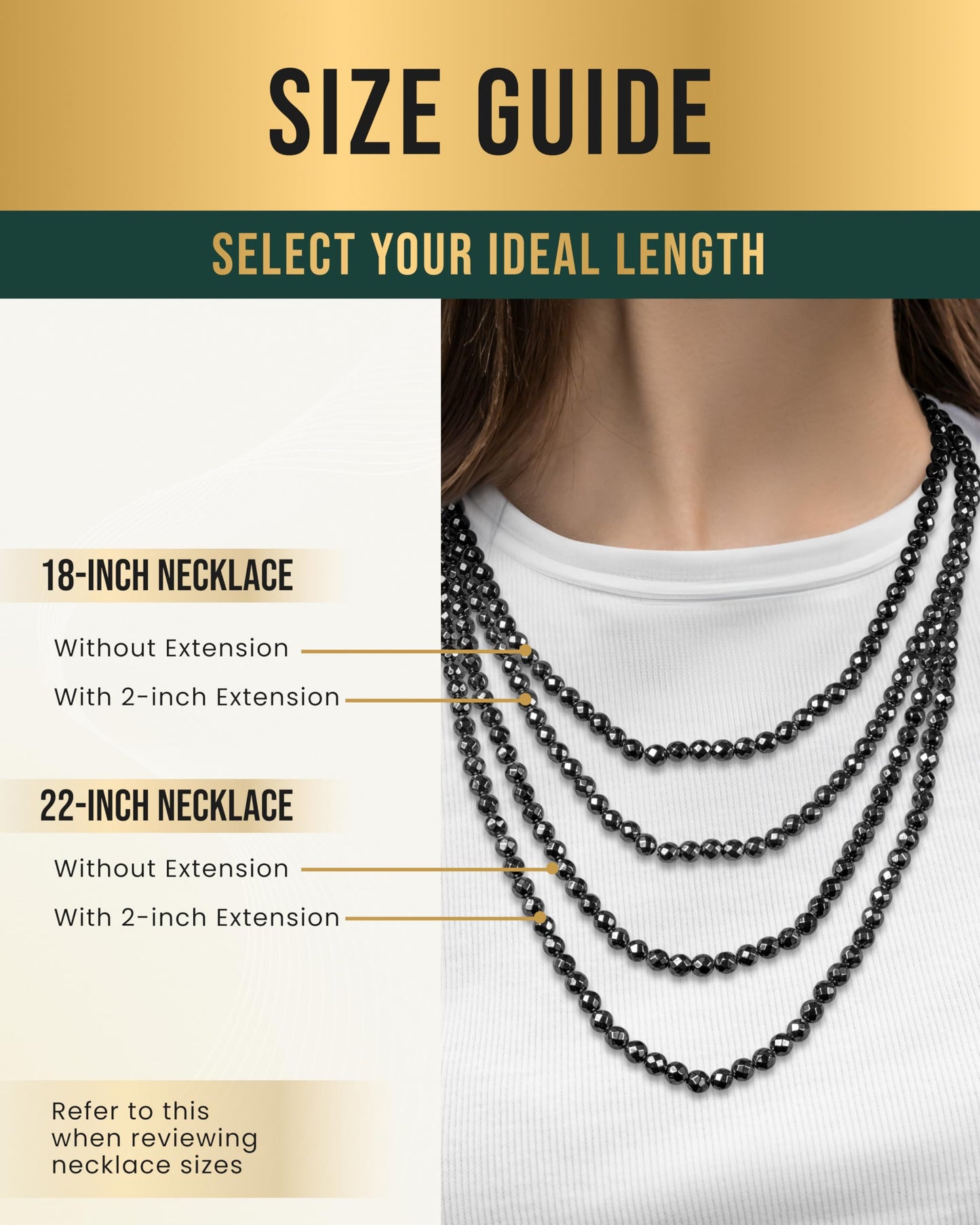 MagnetRX® Magnetic Hematite Necklace – Ultra Strength Hematite Stones – Unisex Beaded Necklace for Women and Men (6mm Faceted Beads)