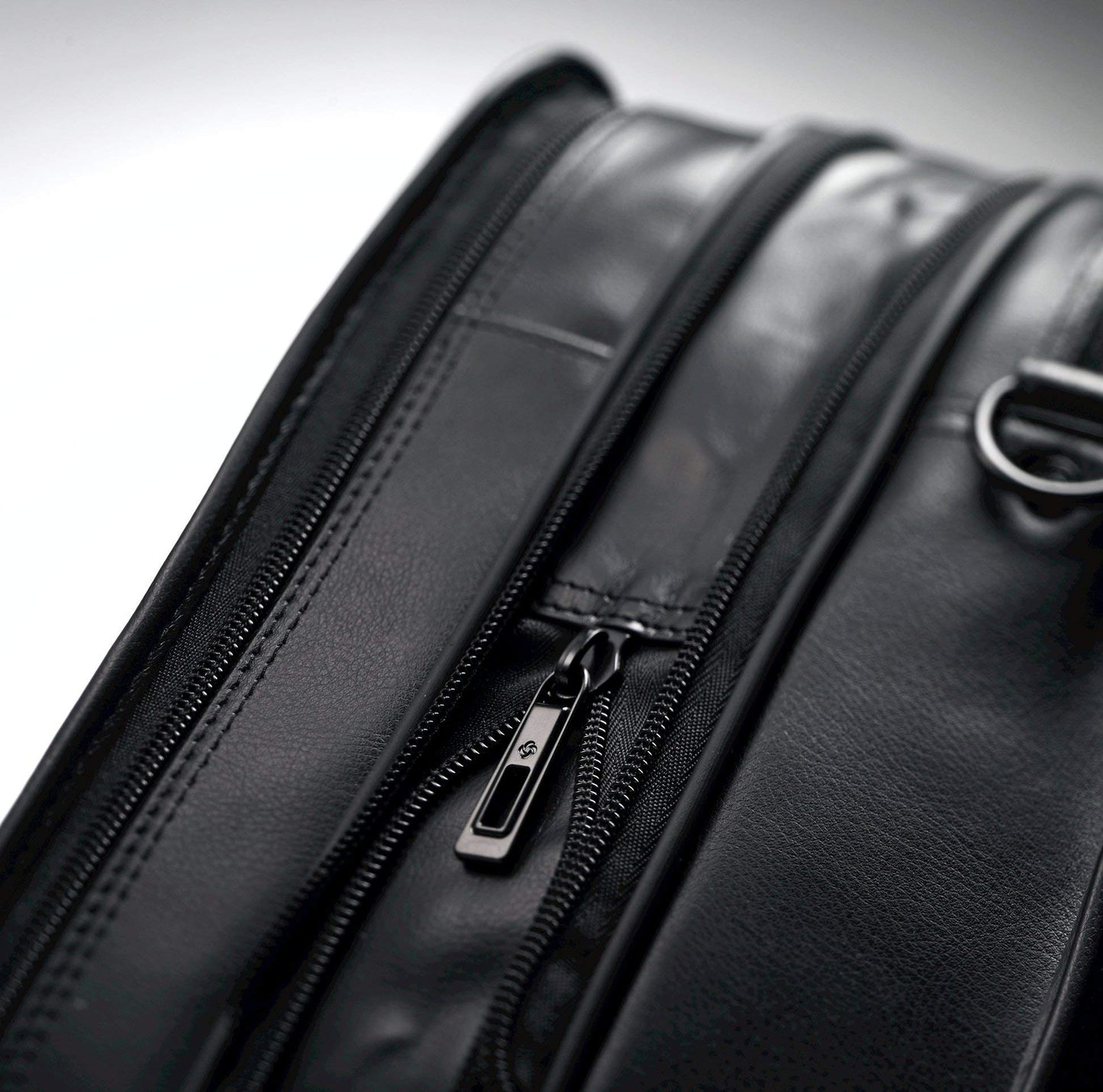 Samsonite Leather Expandable Briefcase, Black, One Size
