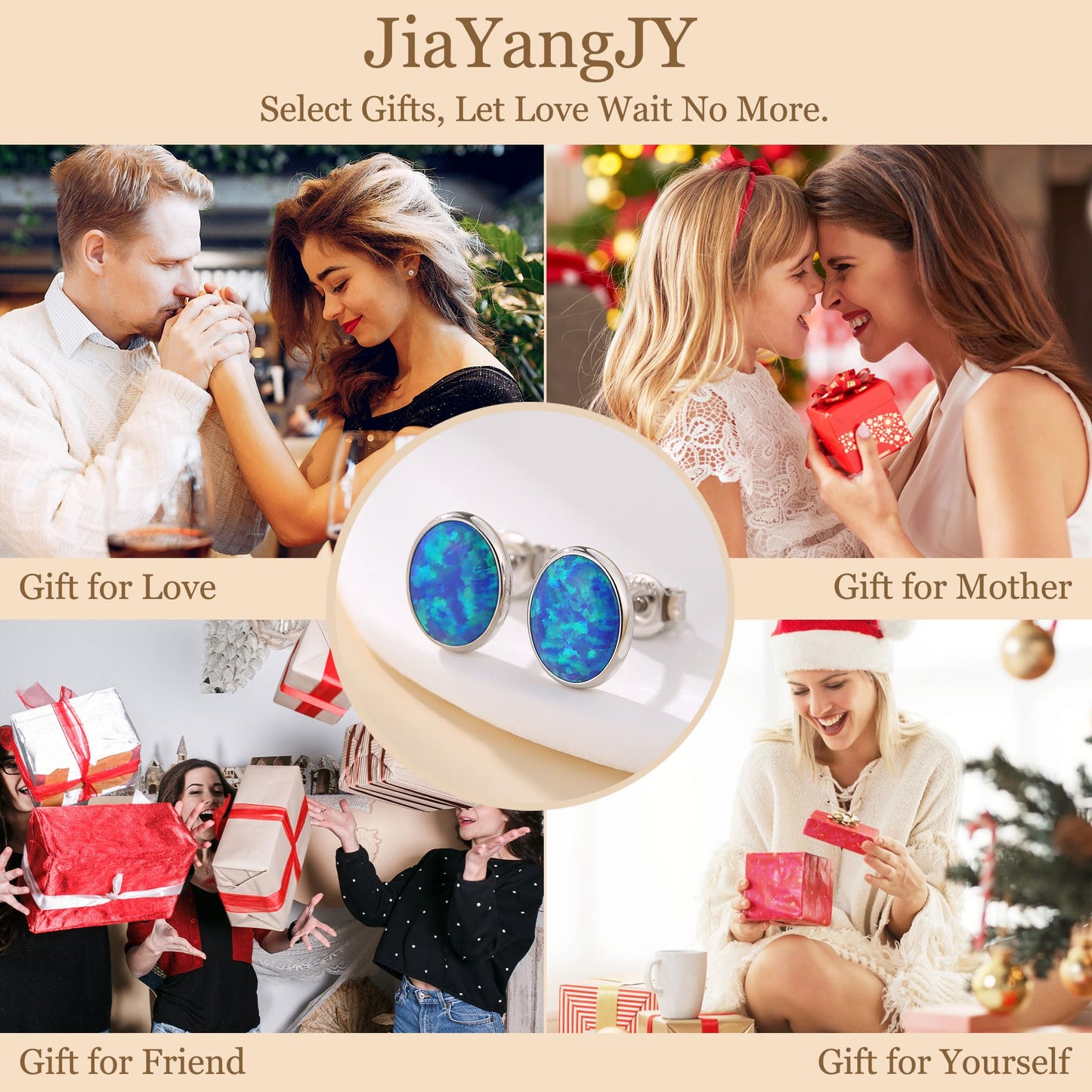 JiayangJY Silver Blue Fire Opal Stud Earrings for Women 18K White Gold Plated Sterling Silver Oval Shape 5mm Opal Earrings with Push Back
