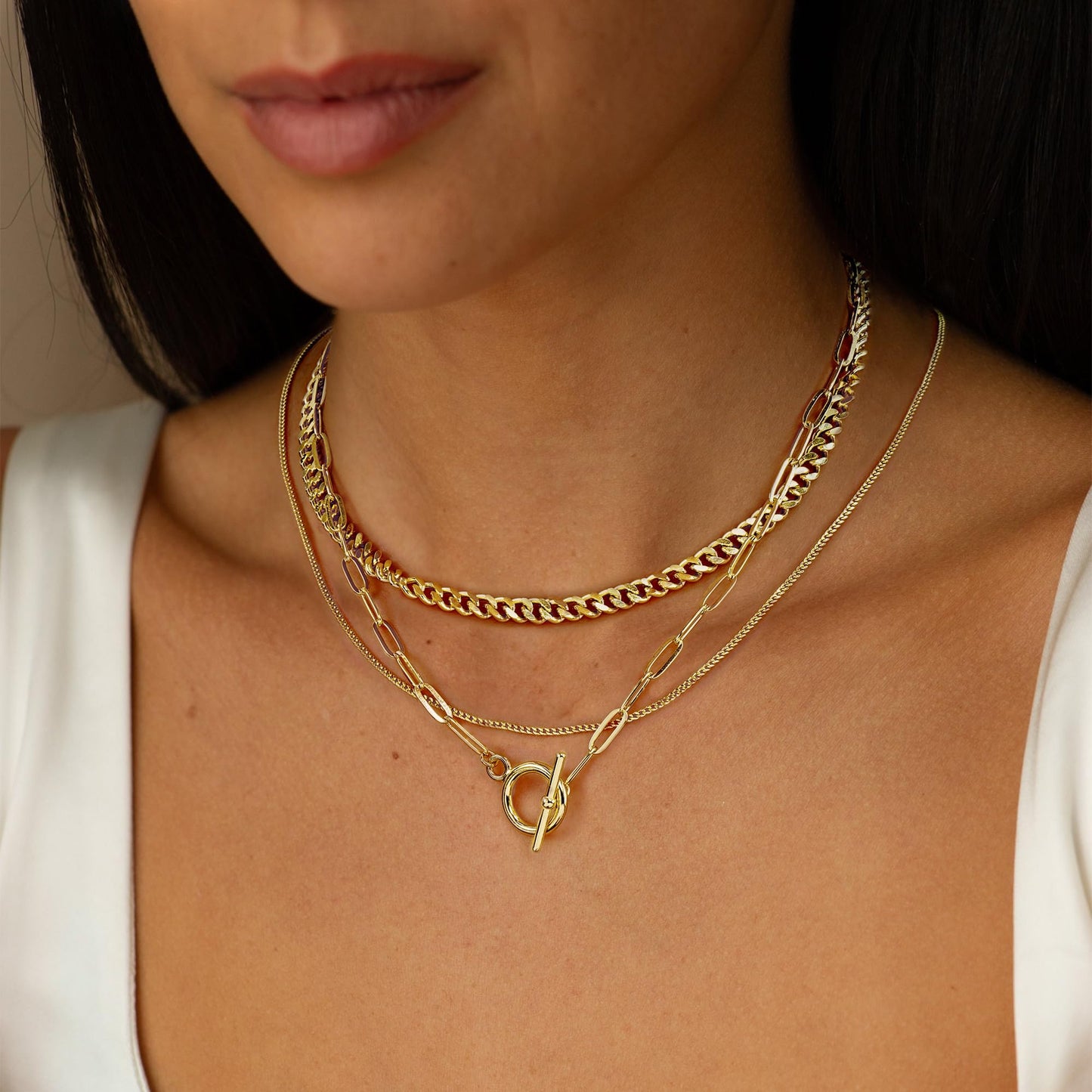 YOIHUR Gold Layered Necklaces for Women, 14K Gold Plated Dainty Necklace Chain Choker Necklaces Herringbone Necklace Set Gold Jewelry Gift for Women
