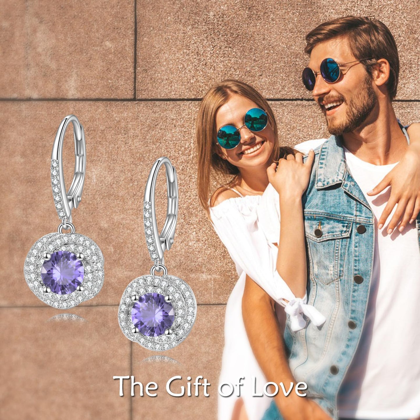 VONALA Amethyst Earrings 925 Sterling Silver Purple Cubic Zirconia Leverback Earrings June birthstone Earrings Amethyst Jewellery Gift for Women