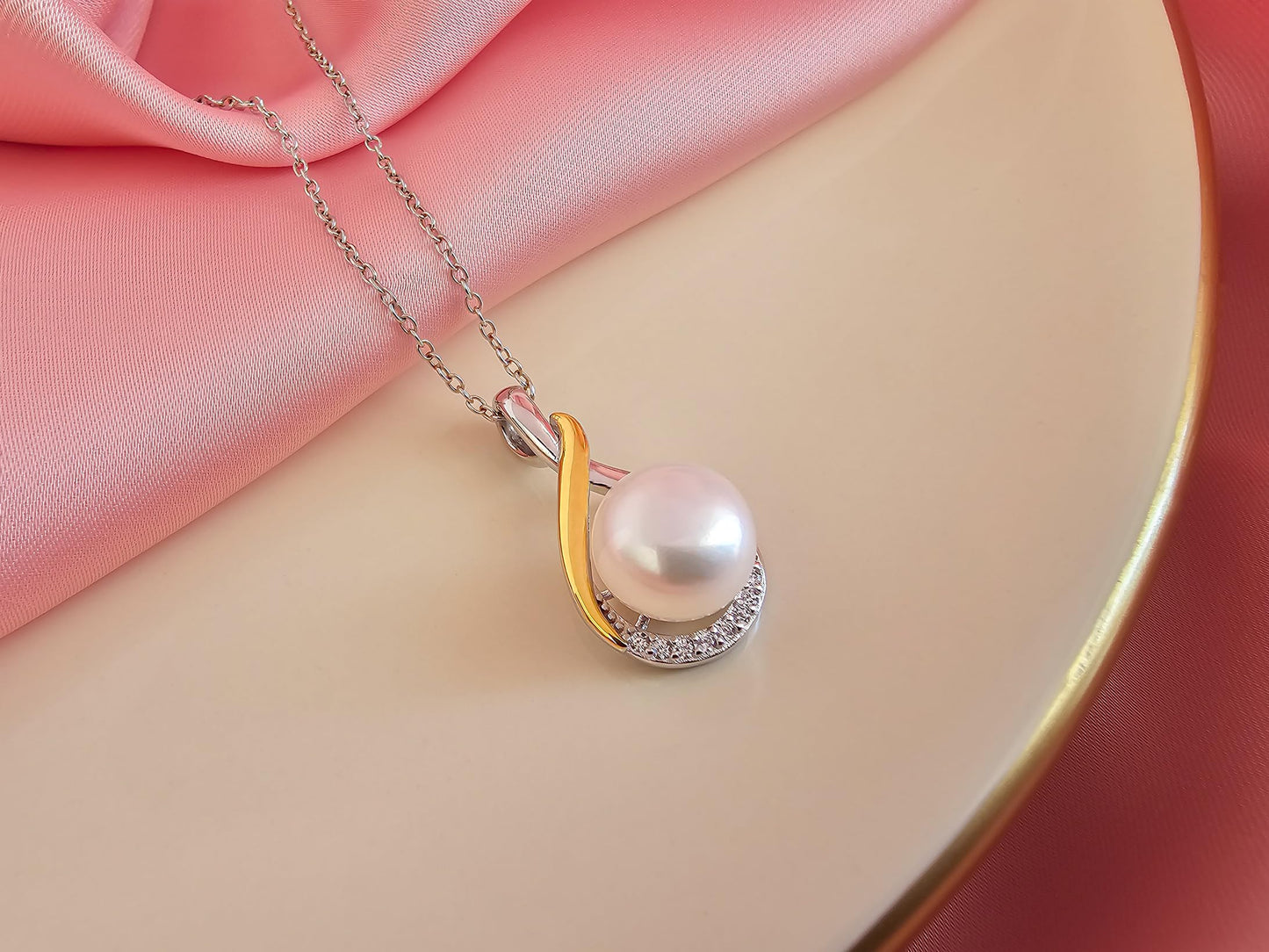 Gifts For Wife Wedding Anniversary - Mothers day gifts - AAA+ Real Pearl Necklaces For Women (18k Gold Plating 925 Sterling Silver) Mothers day necklace ideas Birthday Freshwater Pearl Necklace