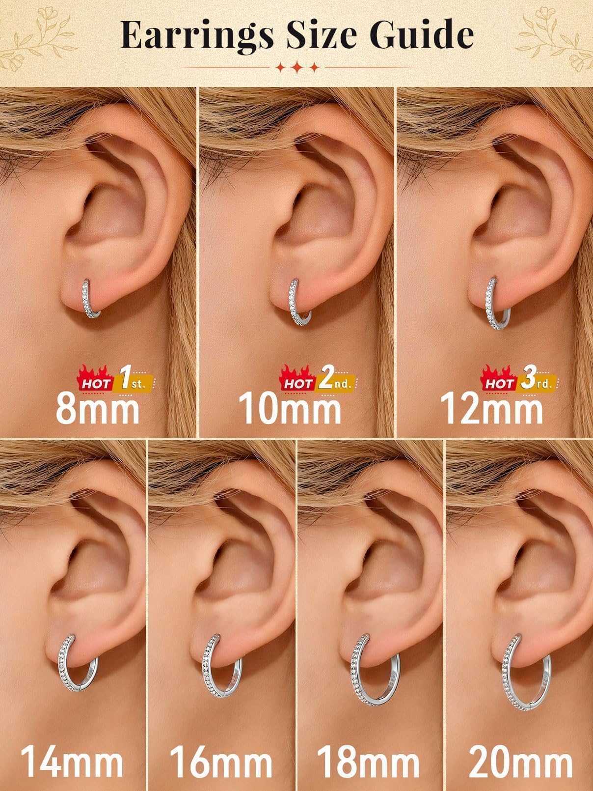 FaithHeart 925 Sterling Silver Cubic Zirconia Huggie Hoop Earrings, Small Silver Hoop Earring for Women, Hypoallergenic Cartilage Earrings for Women 6mm