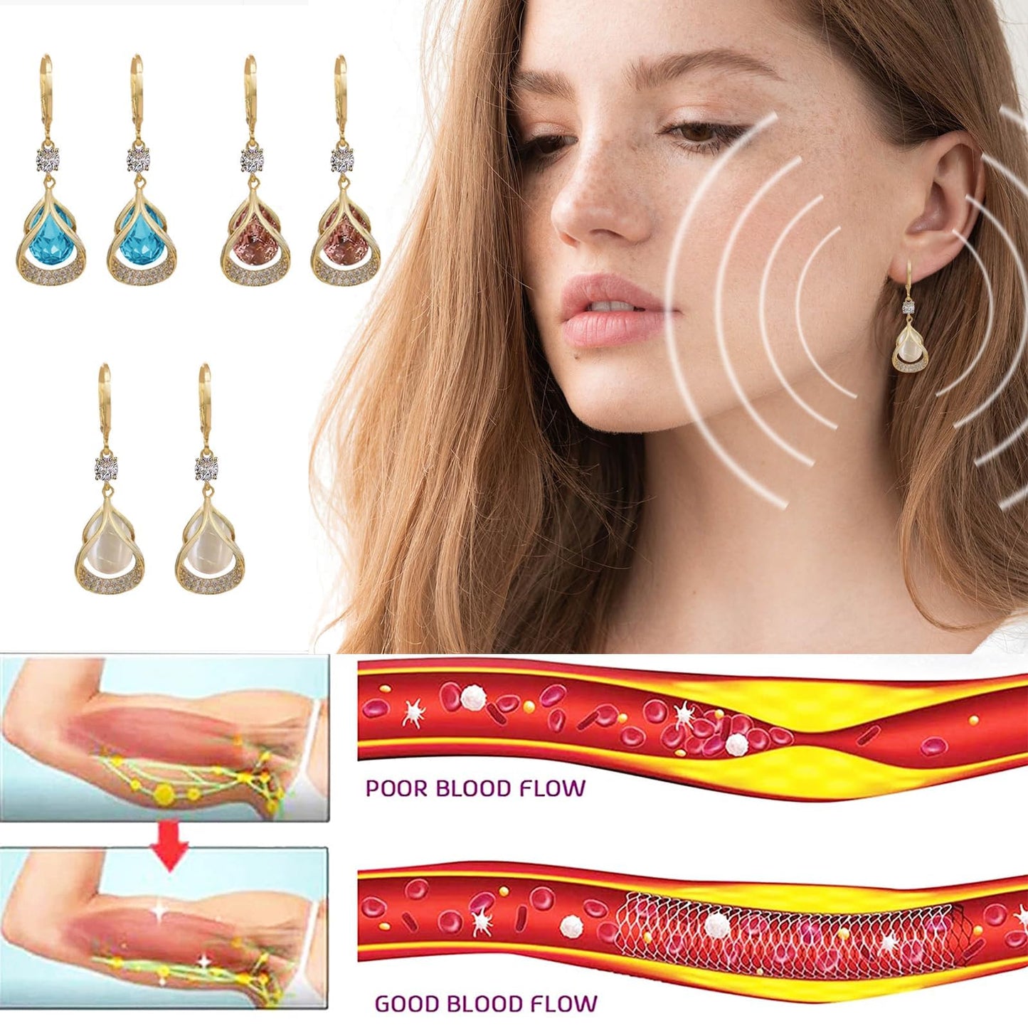 Flysmus Halolux Lymphvity Earrings lovefinity™ lymphvity Atheniz Earrings Dorina Ear Acupressure Detox Earrings for Women Ear Allure Earrings Non Piercing Acupressure Earrings Jewelry Gifts for Teen