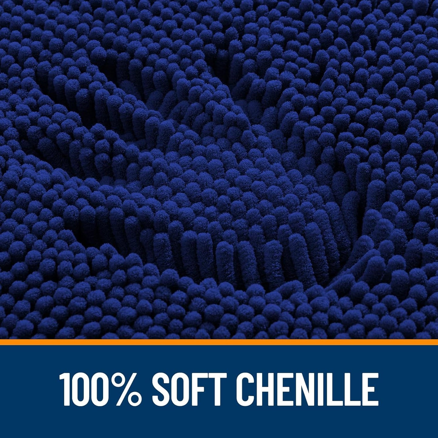 OLANLY Large Bathroom Rugs - Extra Soft Chenille Bath Mat with Rubber Backing | 59x35 Inches, Navy