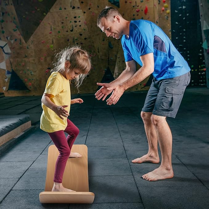 Balance Board Kids, [Natural Wood] Wobble Board for Kids Toddlers, Open Ended Montessori Waldorf Learning Toy, Gifts for 3 4 5 6 7 8 Year Old Boys Girls Kids Birthday & Christmas Stocking Stuffers
