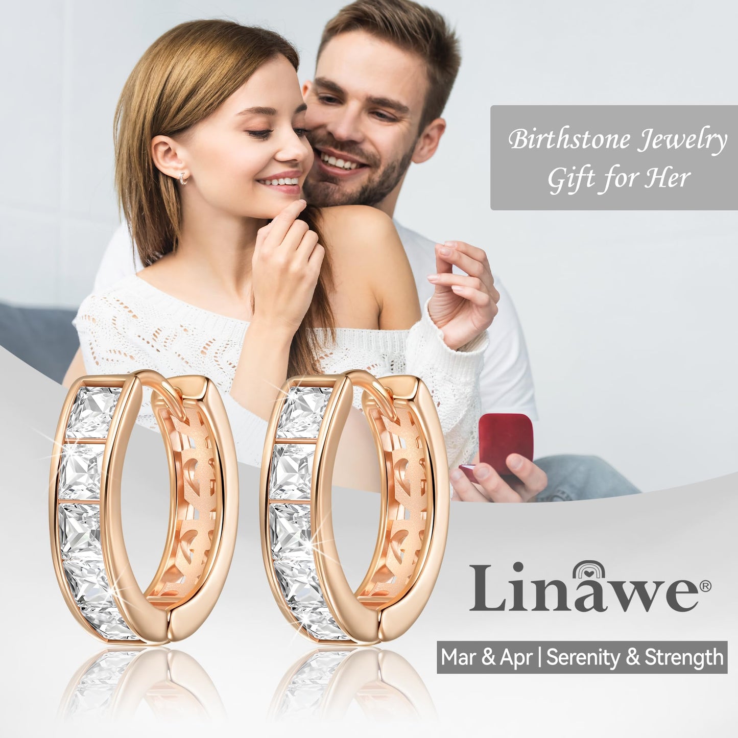Linawe Hoop Stud Earrings for Women Trendy, Moissanite Earrings Rose Gold, Cubic Zirconia Tragus Piercing Huggie Earrings, Helix Small Mini Chunky Tiny Hoop Cartilage Earrings