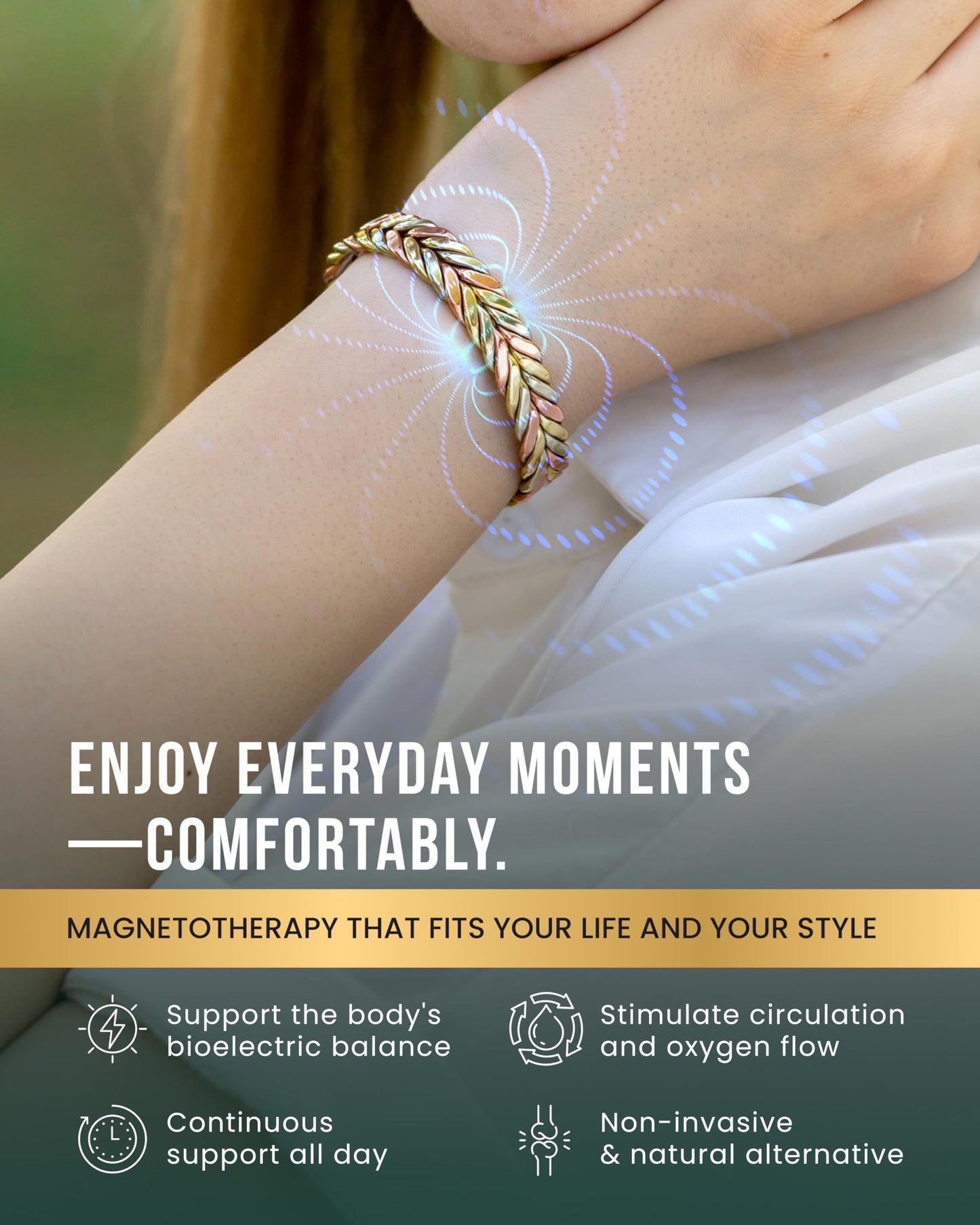 MagnetRX® Woven Copper Magnetic Bracelet - Magnetic Copper Bracelets - Adjustable Pure Copper Cuff Bracelet with Magnets (Tri-Color, M/L)