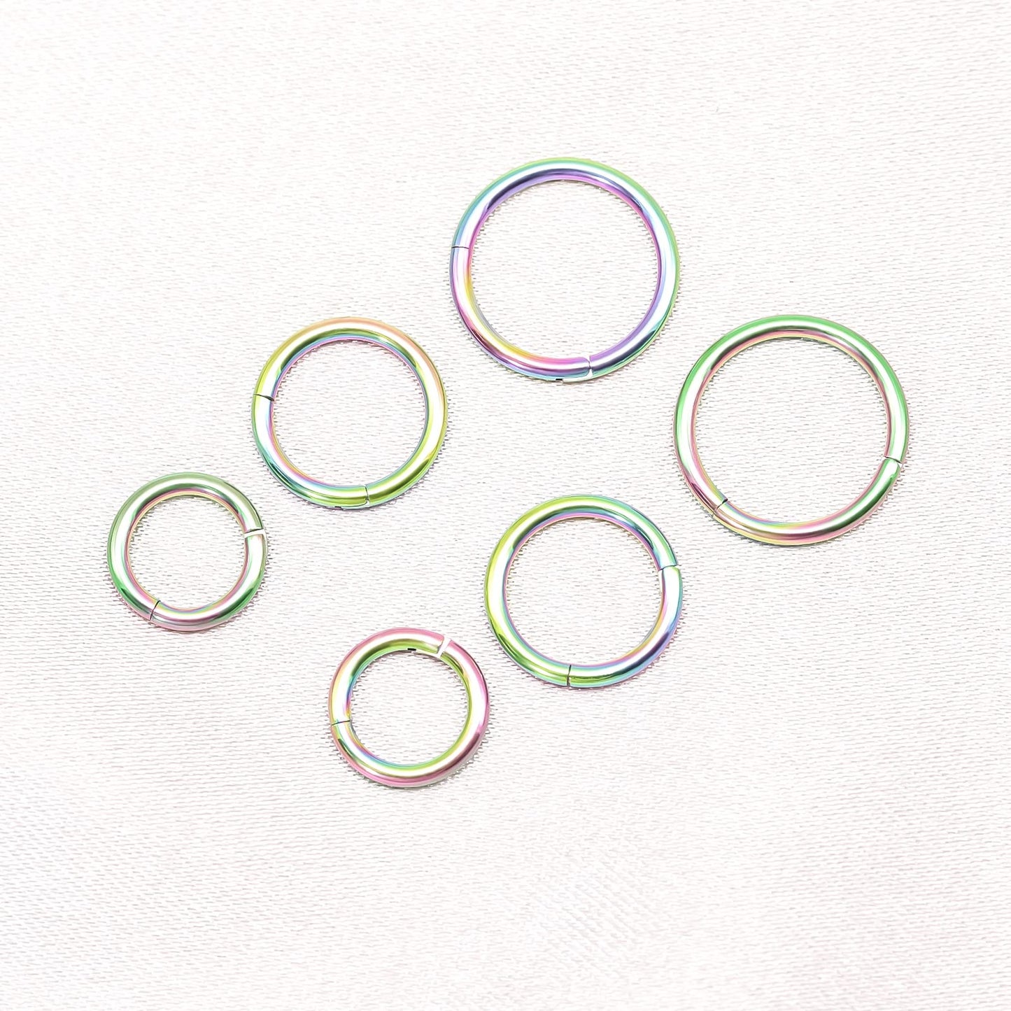 BOGKU 6pcs G23 Titanium Septum Rings 16G Diameter 6mm/8mm/10mm Hinged Nose Ring Hoops for Women Men Cartilage Hoop Earrings Body Piercing Rings Rainbow Lip Rings
