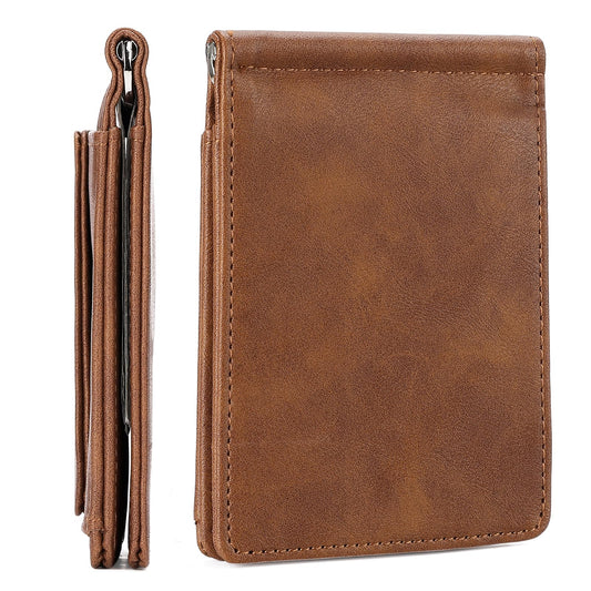 LOUEBICA Slim Wallets for Men with Money Clip RFID Blocking Front Pocket Wallet Thin Bifold Card Holder Wallet with Coin Pocket