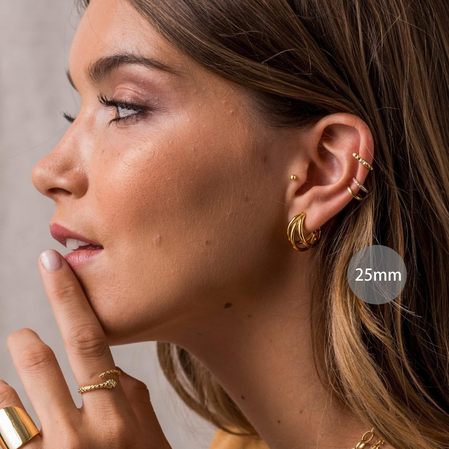 Necocy Twist Small Hoop Earrings for Women, 14k Gold Plated Twisted Hoop Earrings Chunky Gold Thick Small Twist Dainty Jewelry Gifts for Women