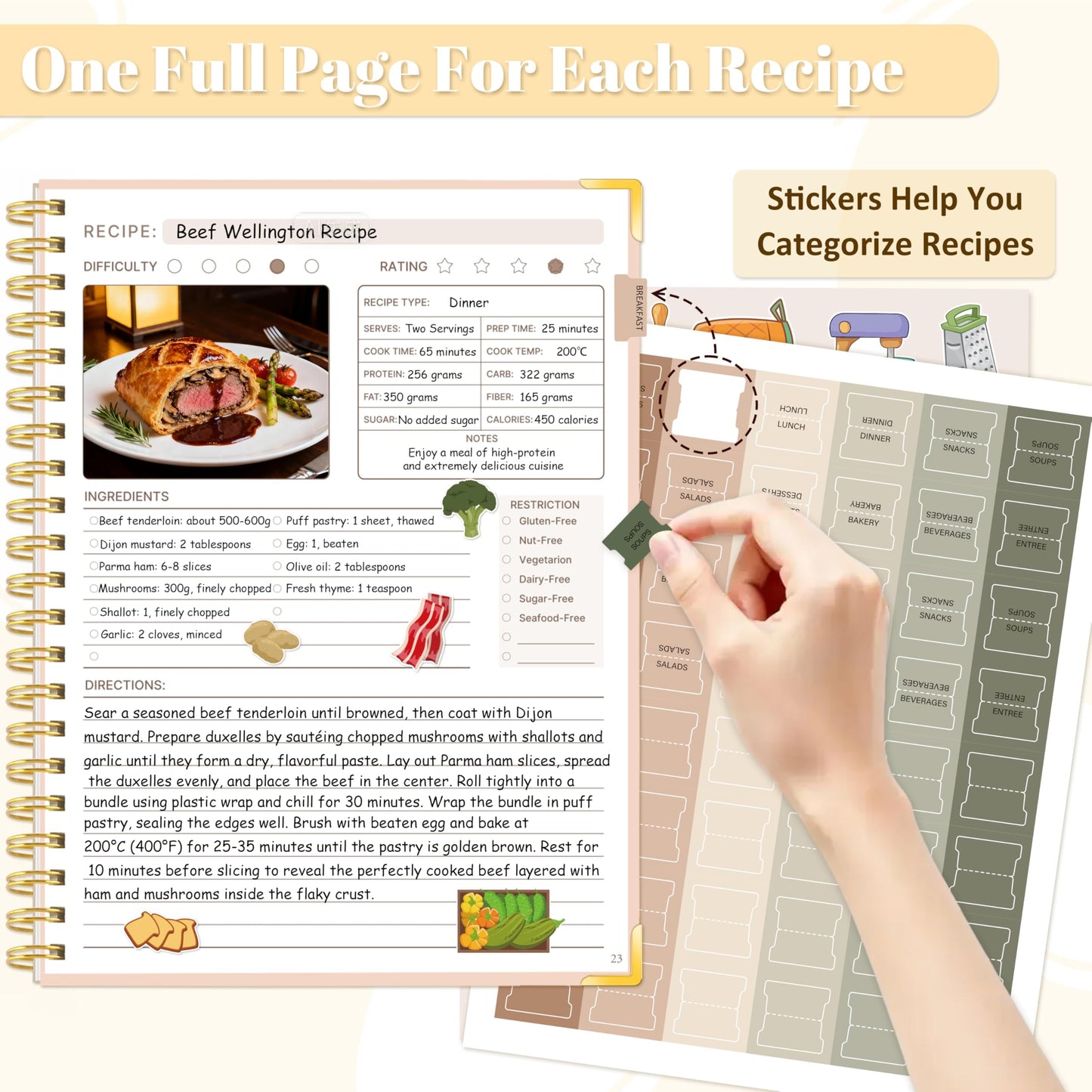 Blank Recipe Book to Write in Your Own Recipes, 8.5"x11" Mothers Day Blank Recipe Notebook for 140 Recipes, Personal Cookbook Hardcover Journal with Tab Sticker &Pocket for Culinary Cooking Light Pink