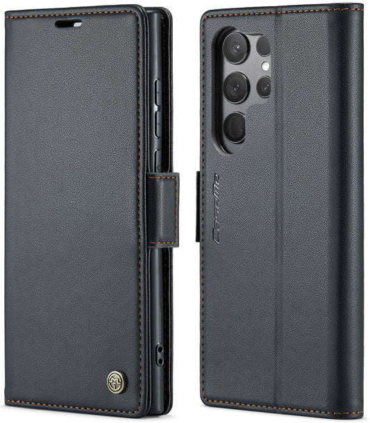 SINIANL for Samsung Galaxy S25 Ultra Wallet Case with RFID Blocking, S25 Ultra Case Wallet for Men Women with Card Holder Magnetic Clasp Kickstand Leather Book Folio Case for Galaxy S25 Ultra Black