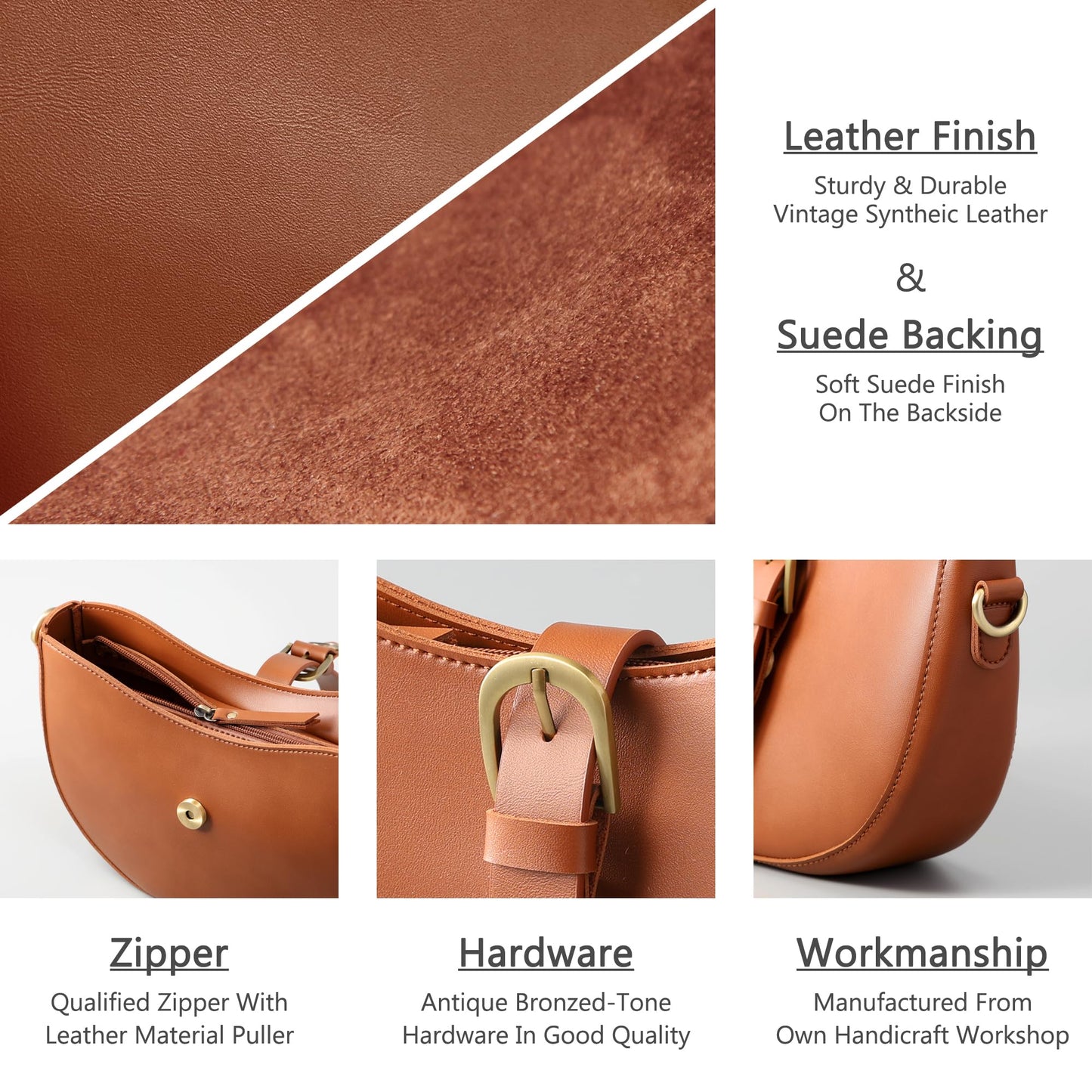 Vegan Leather Vintage Shoulder Bag For Women (Black)
