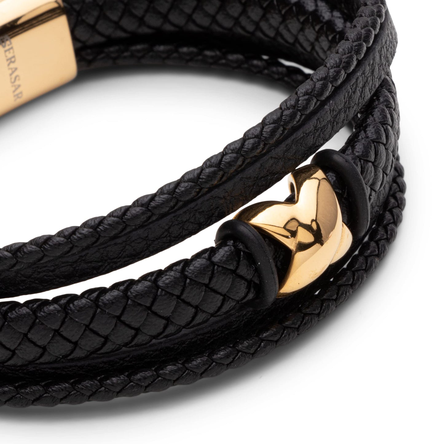 SERASAR Mens Bracelets 20cm Gold Gift Box Genuine Leather Cowhide Braided Adjust Able Magnetic Clasp Multi Layer Wrap Jewellery Rope Man Mans Male Band Jewelry Accessories