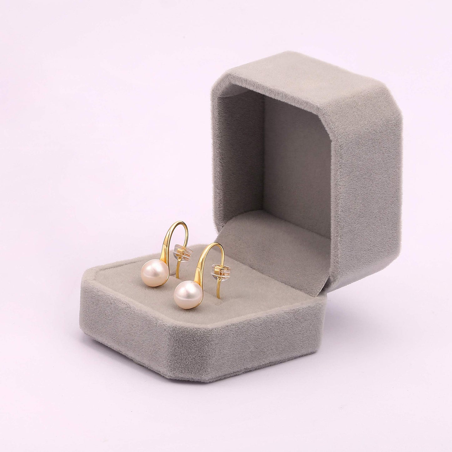 18K Gold Plated 925 Sterling Silver Hoop Freshwater Cultured Pearl Drop Dangle Earrings for Women Fashion Handmade Jewelry for Bridesmaids Gifts