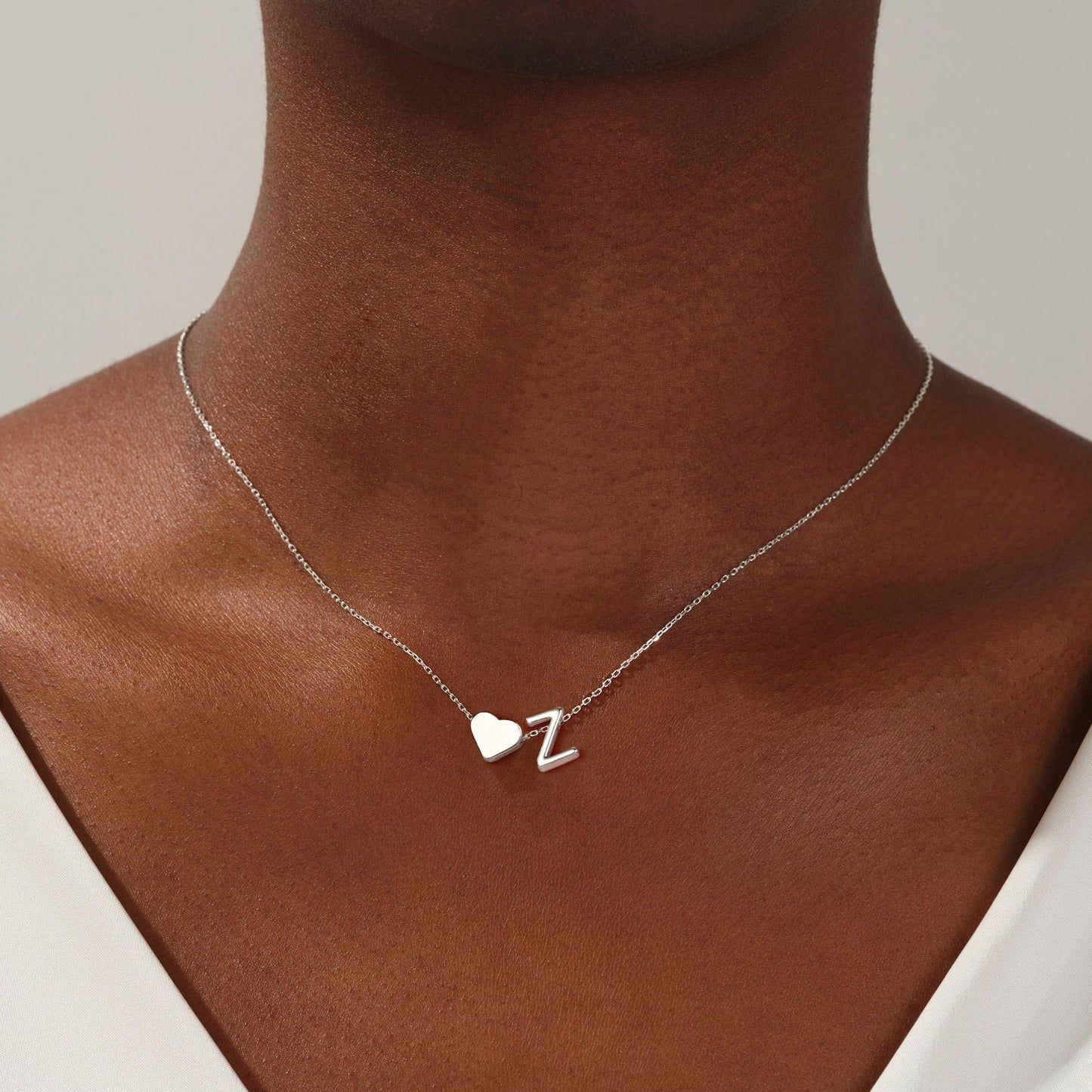 Turandoss Heart Initial Necklace for Women, Heart Initial Z Dainty Necklaces Tiny Silver Necklaces Birthday Gifts for Women Jewelry