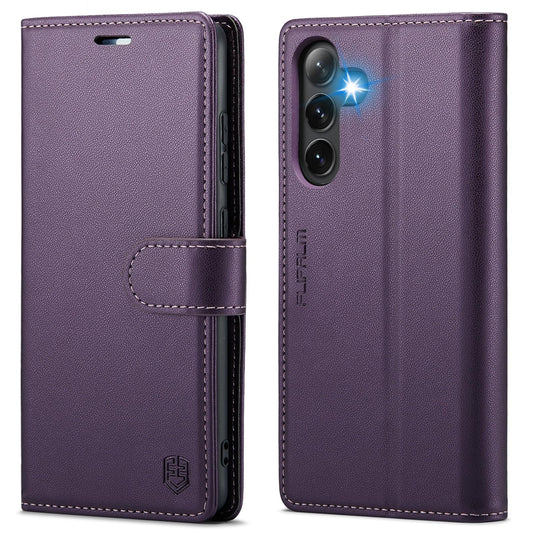 FLIPALM Wallet Case for Samsung Galaxy S25 Plus/S25+, RFID Blocking Credit Card Holder, PU Leather Folio Flip Kickstand Protective Shockproof Cover for Galaxy S25 Plus (Purple)
