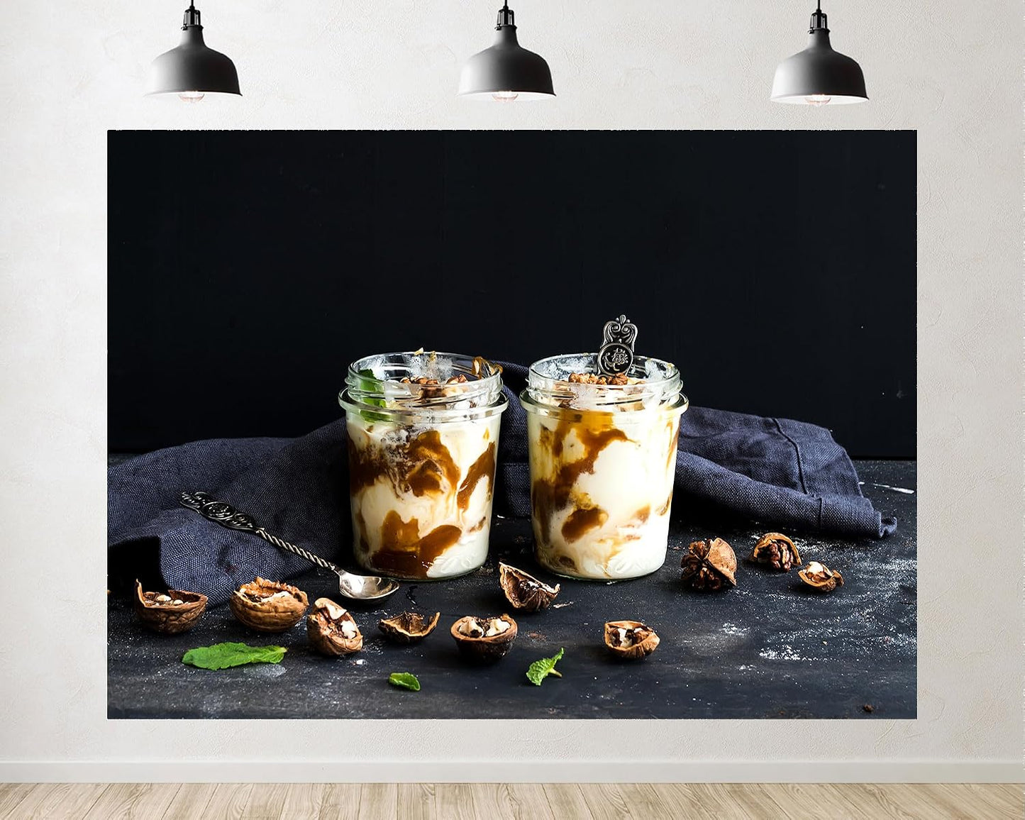 TryKid 10x10ft Yogurt Parfait Backdrop Walnut Caramel Sauce Mint Healthy Dessert Scene Photography Background Gourmet