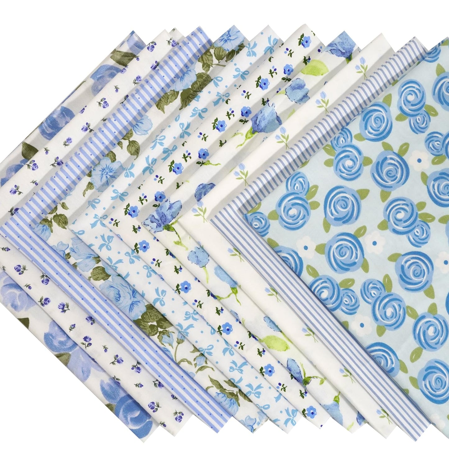 Misscrafts 10pcs Cotton Fabric 50 x 50cm Craft Patchwork Fabric Bundle DIY Making Supplies Fat Quarter Pre-Cut Quilt Squares for DIY Sewing Scrapbooking Blue
