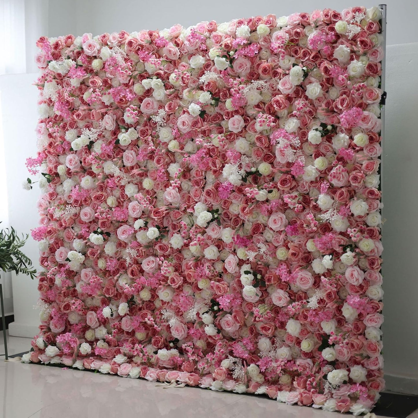 Handmade Pink Floral Rose Wall Large Artificial Flower Wall Backdrop Panels,Rose Wedding Backdrop 3D Floral Wall Fabric Flower Wall For Party Baby Shower Bridal Wedding Backgr,1m*1m/3.28*3.28FT