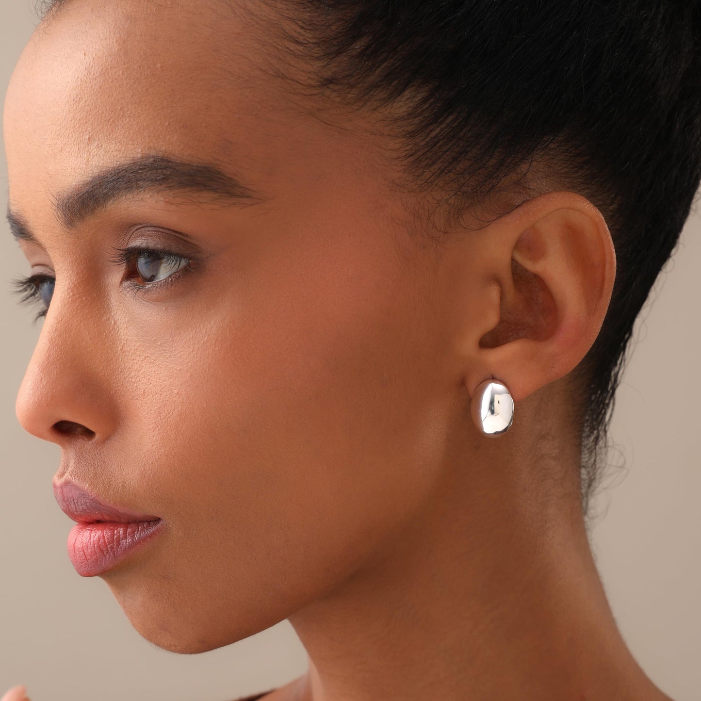 LeCalla 925 Sterling Silver Omega Back Stud Earrings for Women | Classic Oval Dome Shape Omega Clip Earrings | Women's Piercing Earrings Jewelry Gifts 15MM