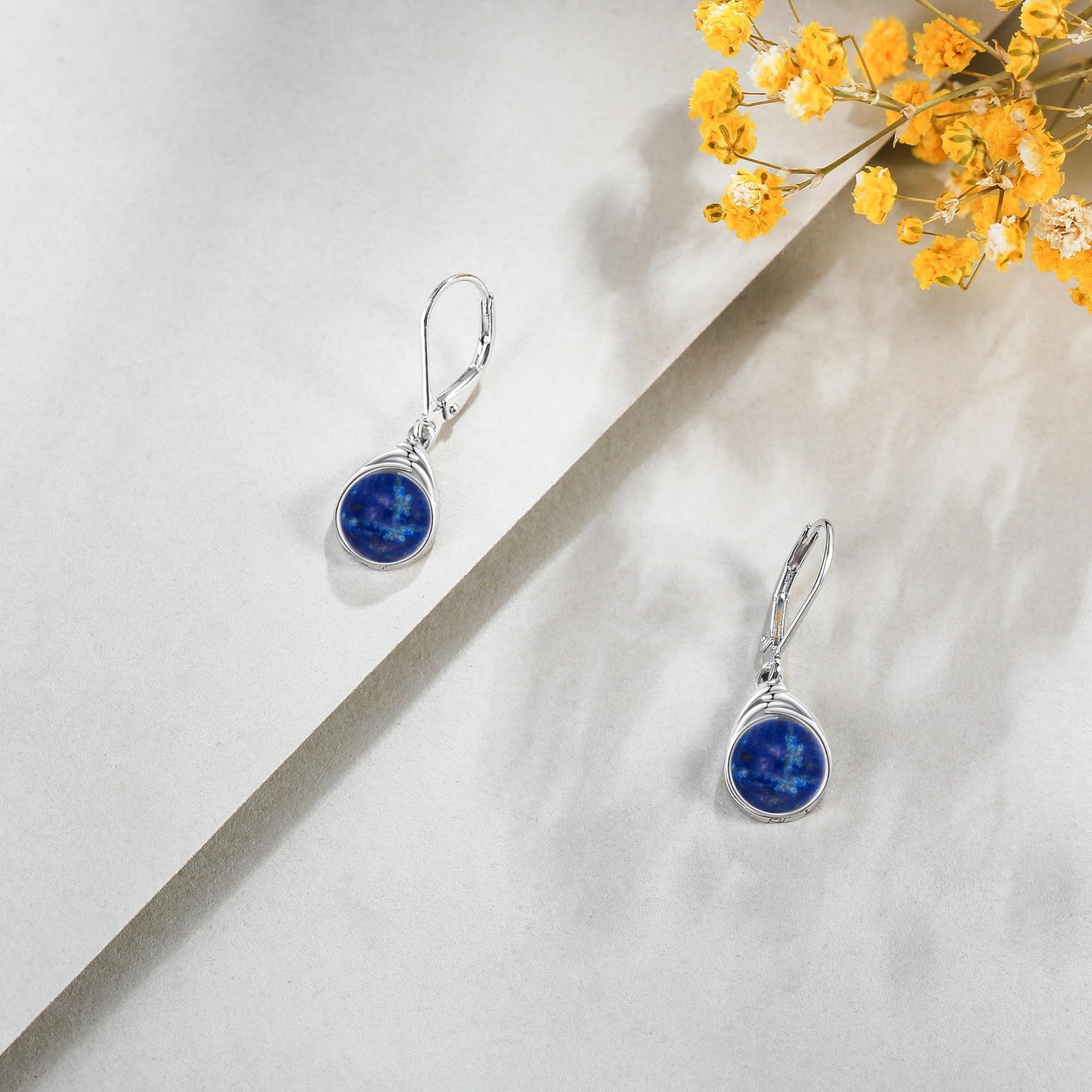 POPLYKE Lapis Lazuli Dangle Earrings for Women 925 Sterling Silver Lapis Lazuli Leverback Earrings Blue Dangle Earrings Jewelry Gifts Christmas Birthday