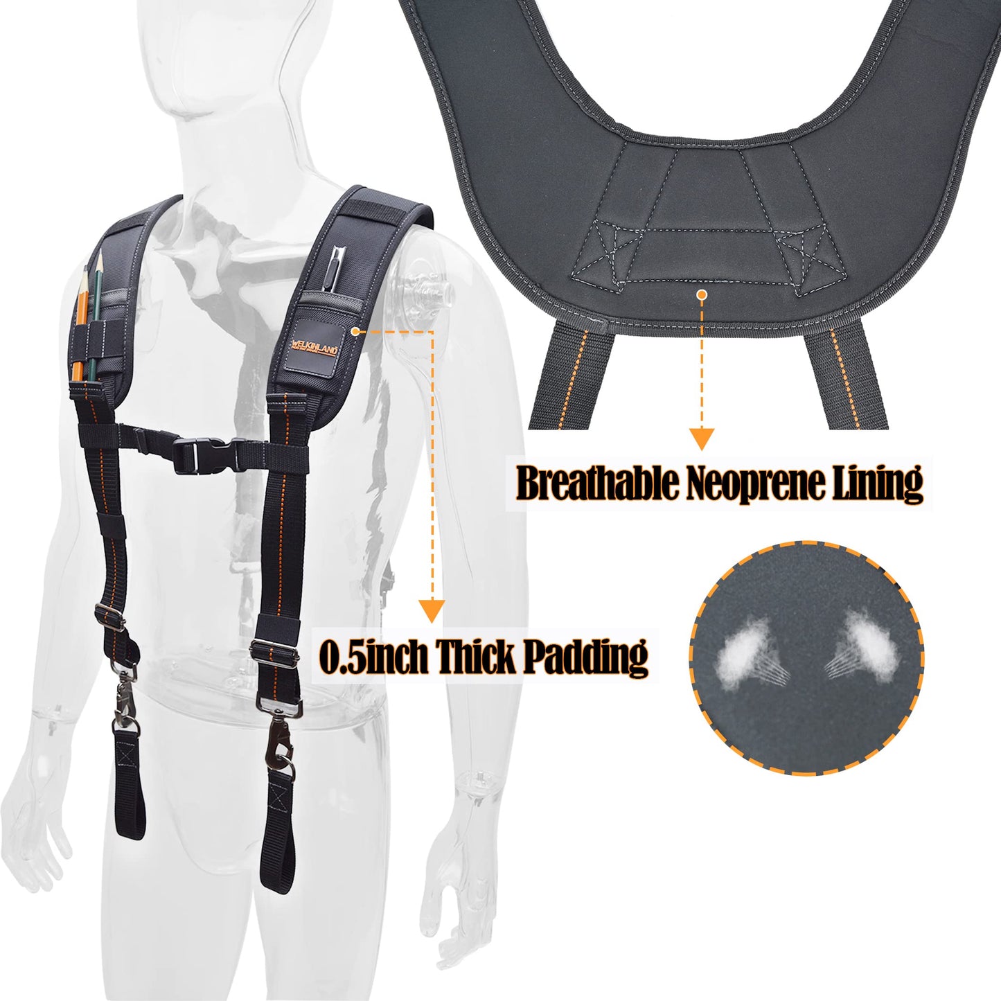 WELKINLAND Tool belt suspenders for men, Nail bag suspenders, Tool bag construction suspenders carpenter