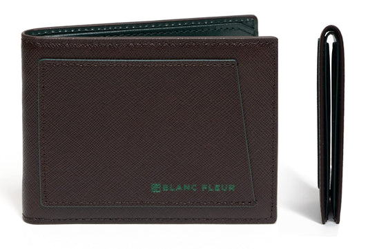 maskfactory stwees bifold leather wallets - Ultra slim, RFID, Front pocket, slim, ID window (Pocket style E, Brown)