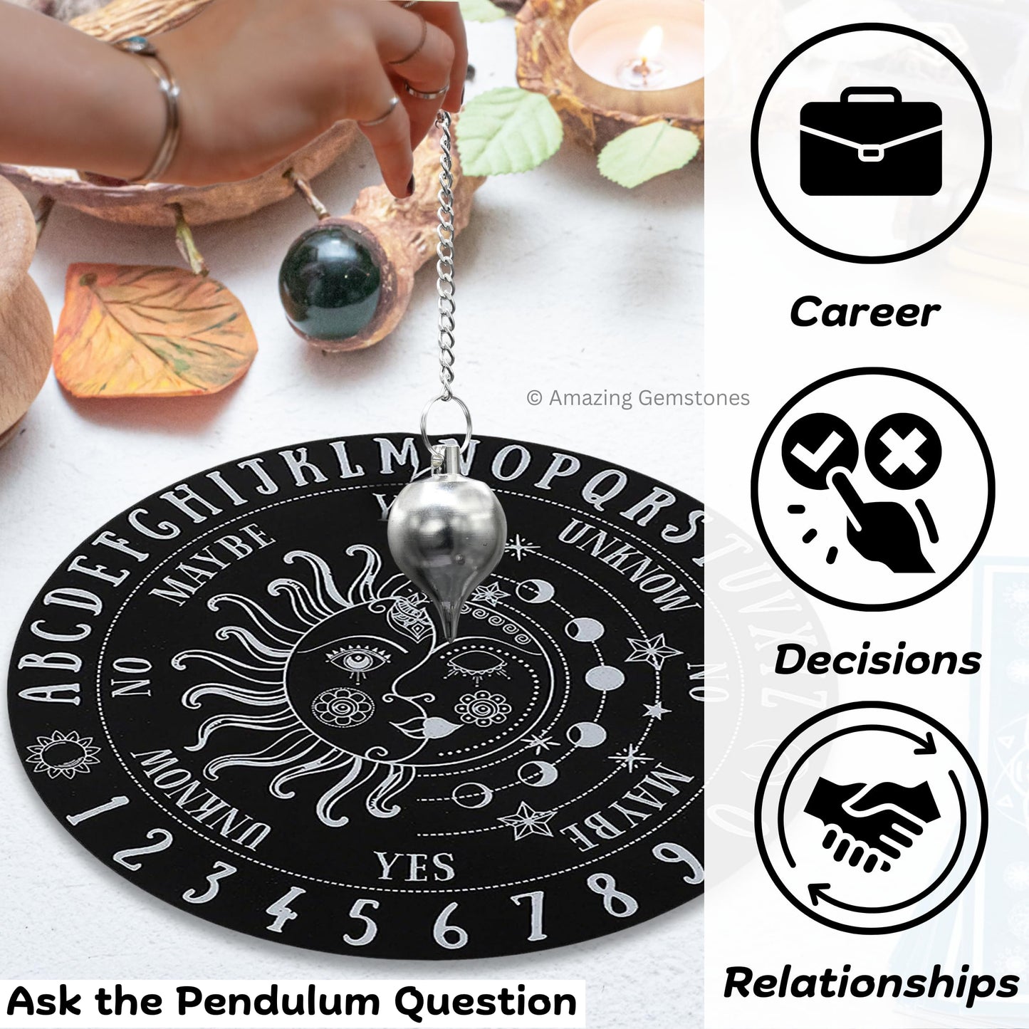 Amazing Gemstone Healing Metal Pendulums for Divination, Silver Ball Point Steel Copper Pendulum High Energy Pendulo de Bronce Pendulos de Mesa MP59