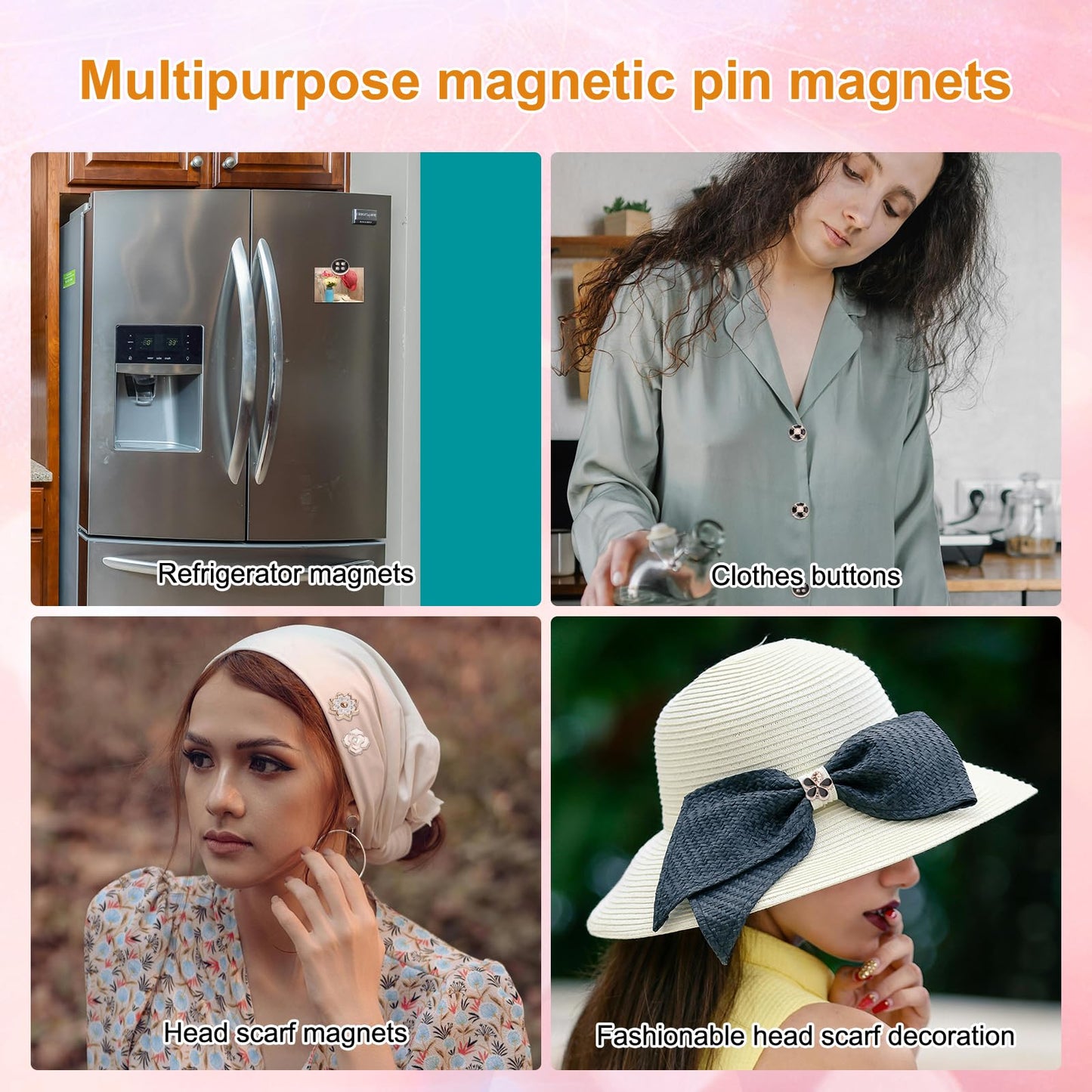 12pcs Magnetic Hijab Pins, Black and White No Snag Hijab Magnets Multipurpose Strong Magnetic Scarf Clip Clasp Buttons Pinless Brooch for Scarves Hats Shirt Collars Shawls Clothing (Style2)