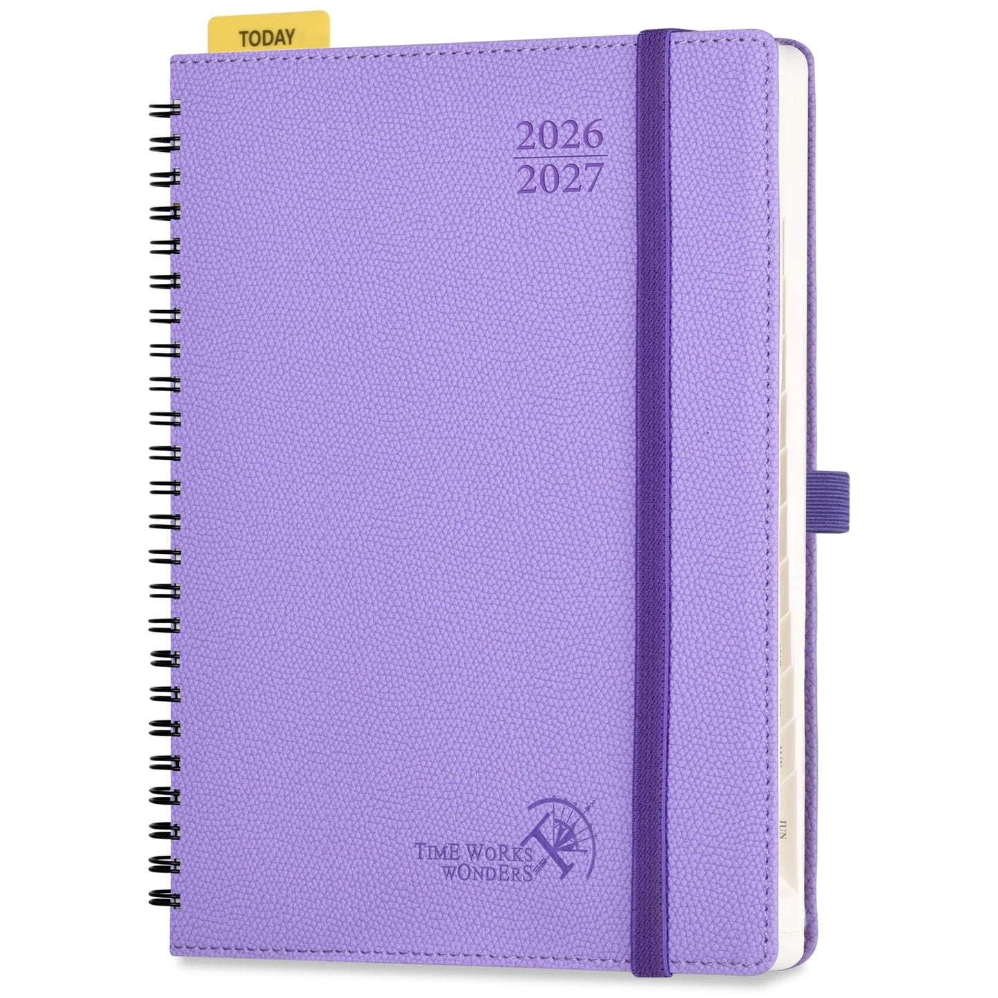 POPRUN 2026-2027 Academic Weekly Planner, 6.75" x 8.75" Horizontal Daily Book Calendar, July 2026 to June 2027, Softcover Appionment Book with Monthly Tabs, Spiral Bound, Inner-Pocket - Lavender
