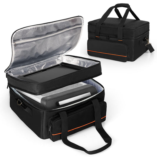 samdew Double-layer Grill Carrying Bag, Grill Cover Compatible with Ninja GR101 Sizzle Smokeless Indoor Grill & Griddle, Padded Grill Storage Case for Grill Plate & Accessories Tools, Bag Only