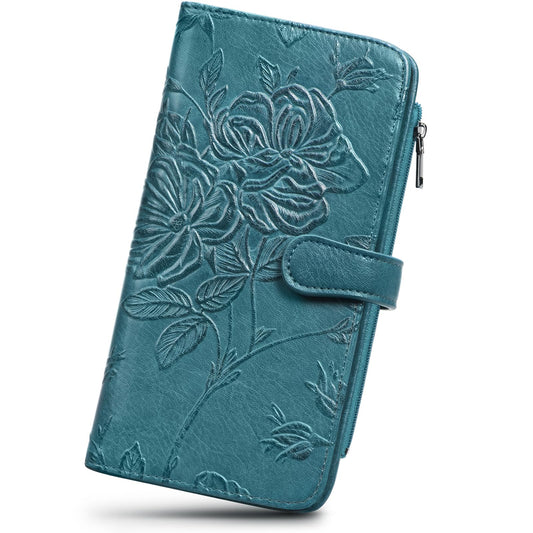 FORUWISH Wallet Women, RFID Blocking Slim Credit Card Holder For Women, Coin Purse, Travel Wallet, Foldable Clutch Wallet With Zipper Pocket