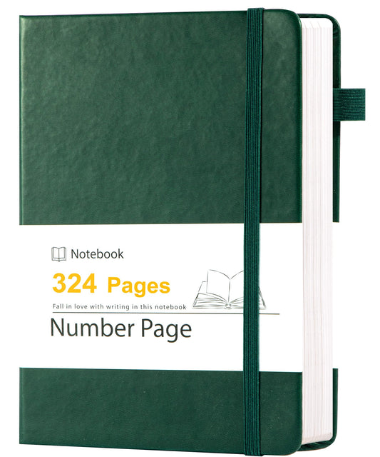 Yoment Leather Journal for Men Women, 324 Numbered Pages Thick Journals for Writing with Contents, A5 Hardcover College Ruled Journaling Notebooks for Travel, Note Taking, Diary, Green