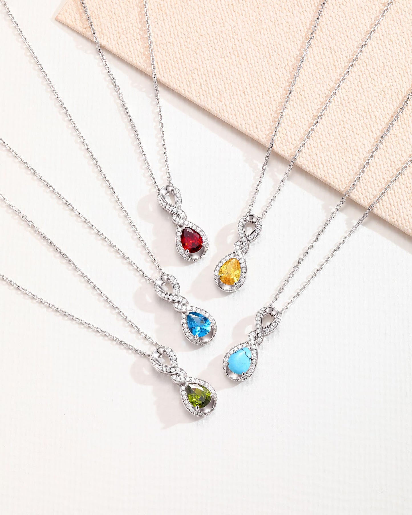 FANCIME Turquoise Necklace December Birthstone Sterling Silver Dainty Infinity Knot Pendant Necklace Gemstone Fine Jewelry Anniversary Birthday Graduation Mothers Day Gifts for Women Her Mom